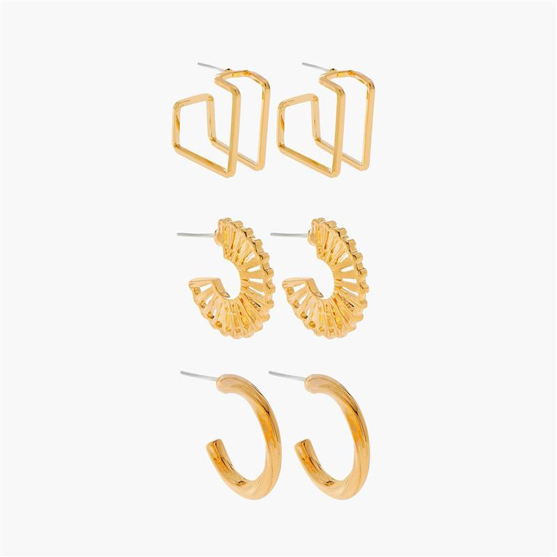 حلقان طوق متنوعة بمكبس إغلاق خلفي - طقم من 3-women-watchesandjewellery-jewellery-earrings-image-1