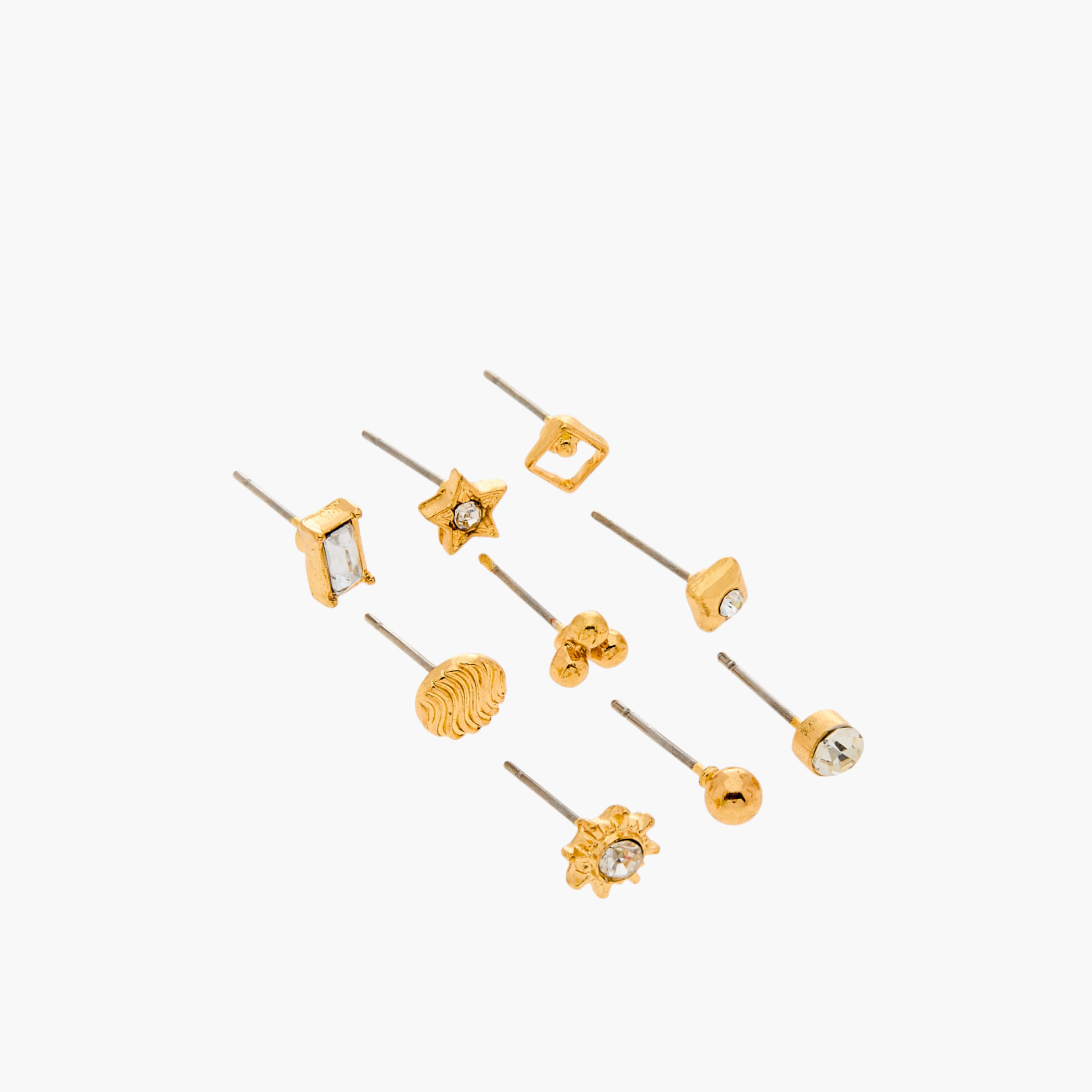 Assorted Mettalic Stud Earrings with Pushback Closure - Set of 9-women-watchesandjewellery-jewellery-earrings-image-3