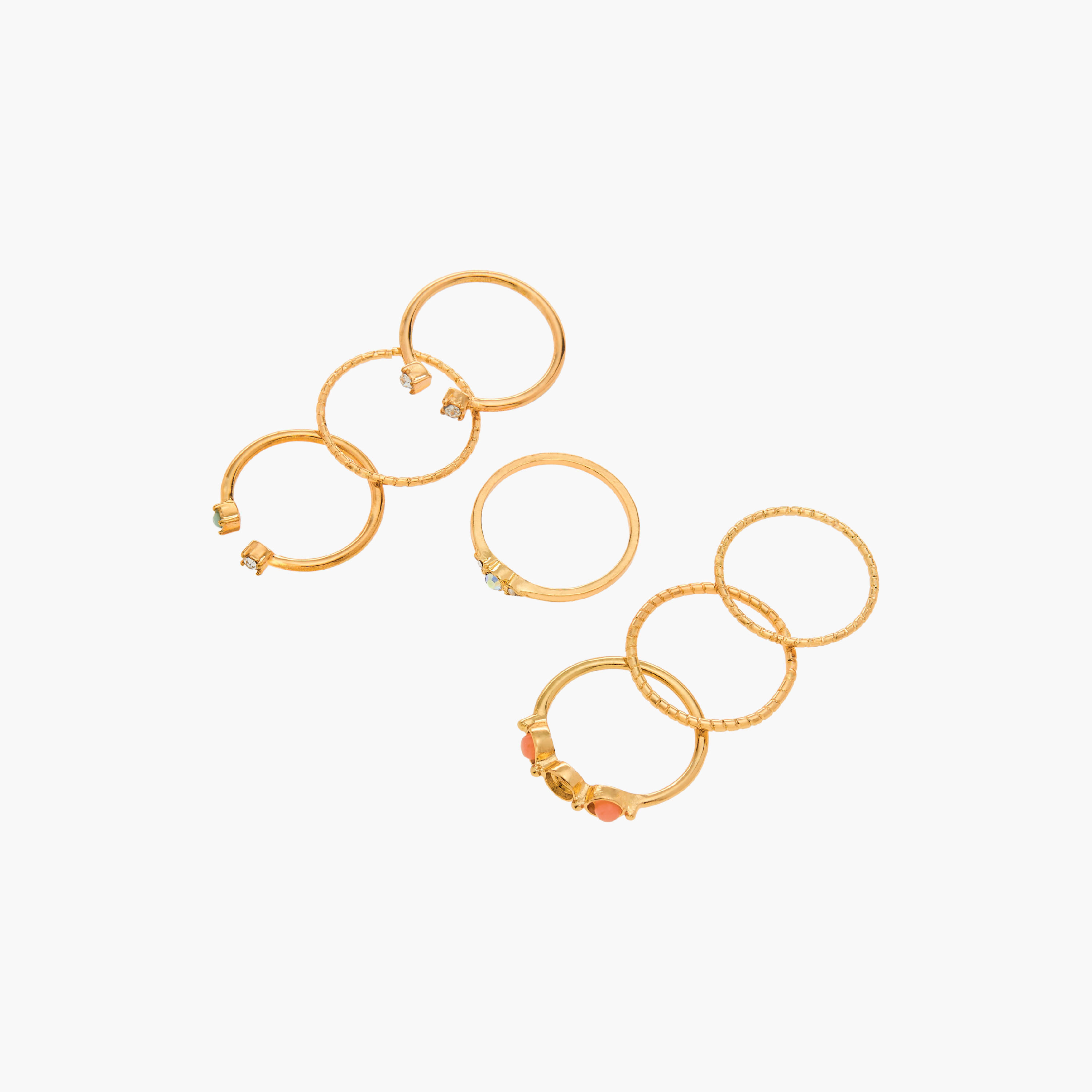 طقم خواتم معدنية متنوعة 7 قطع - مقاس L-XL-women-watchesandjewellery-jewellery-rings-image-1