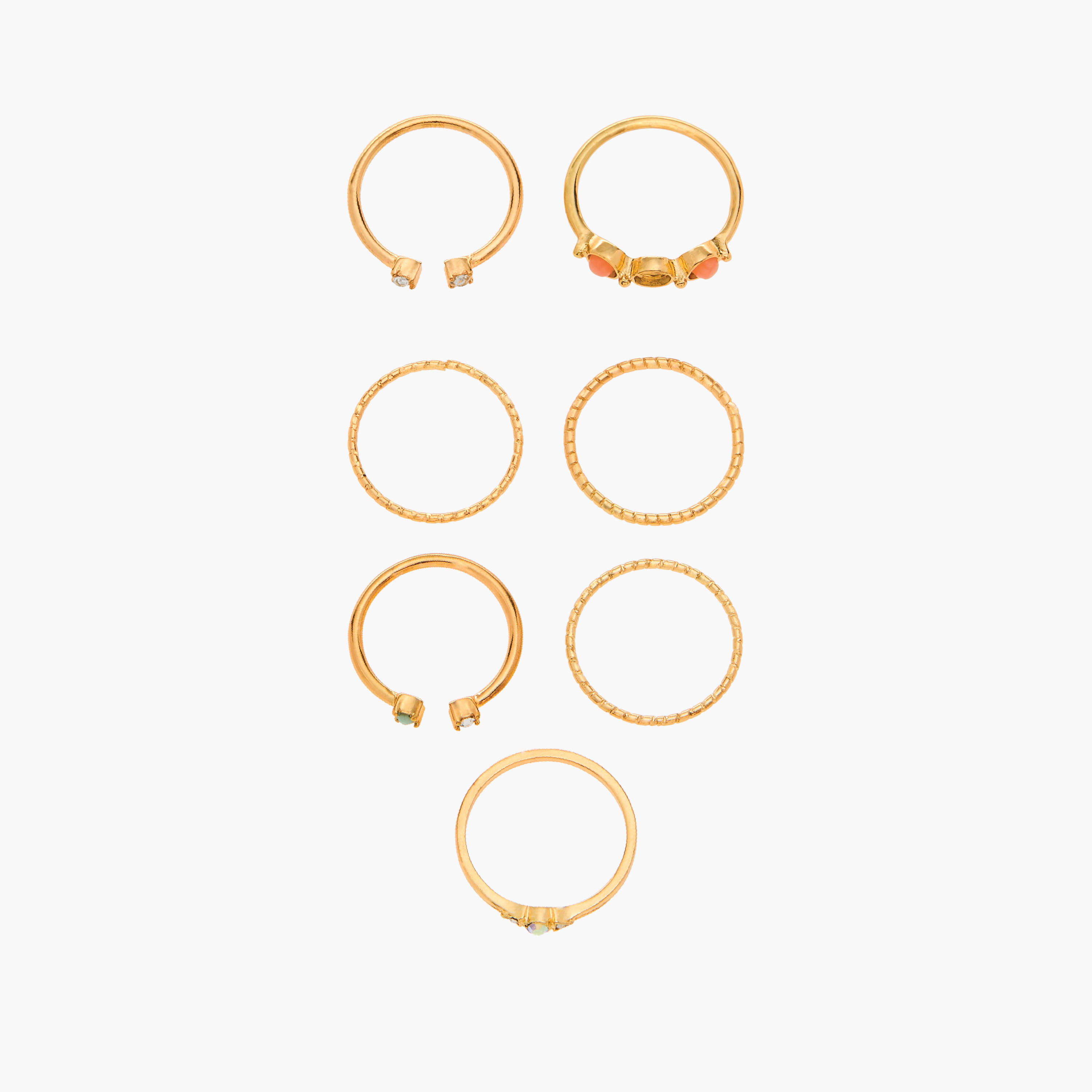 طقم خواتم معدنية متنوعة 7 قطع - مقاس L-XL-women-watchesandjewellery-jewellery-rings-image-3
