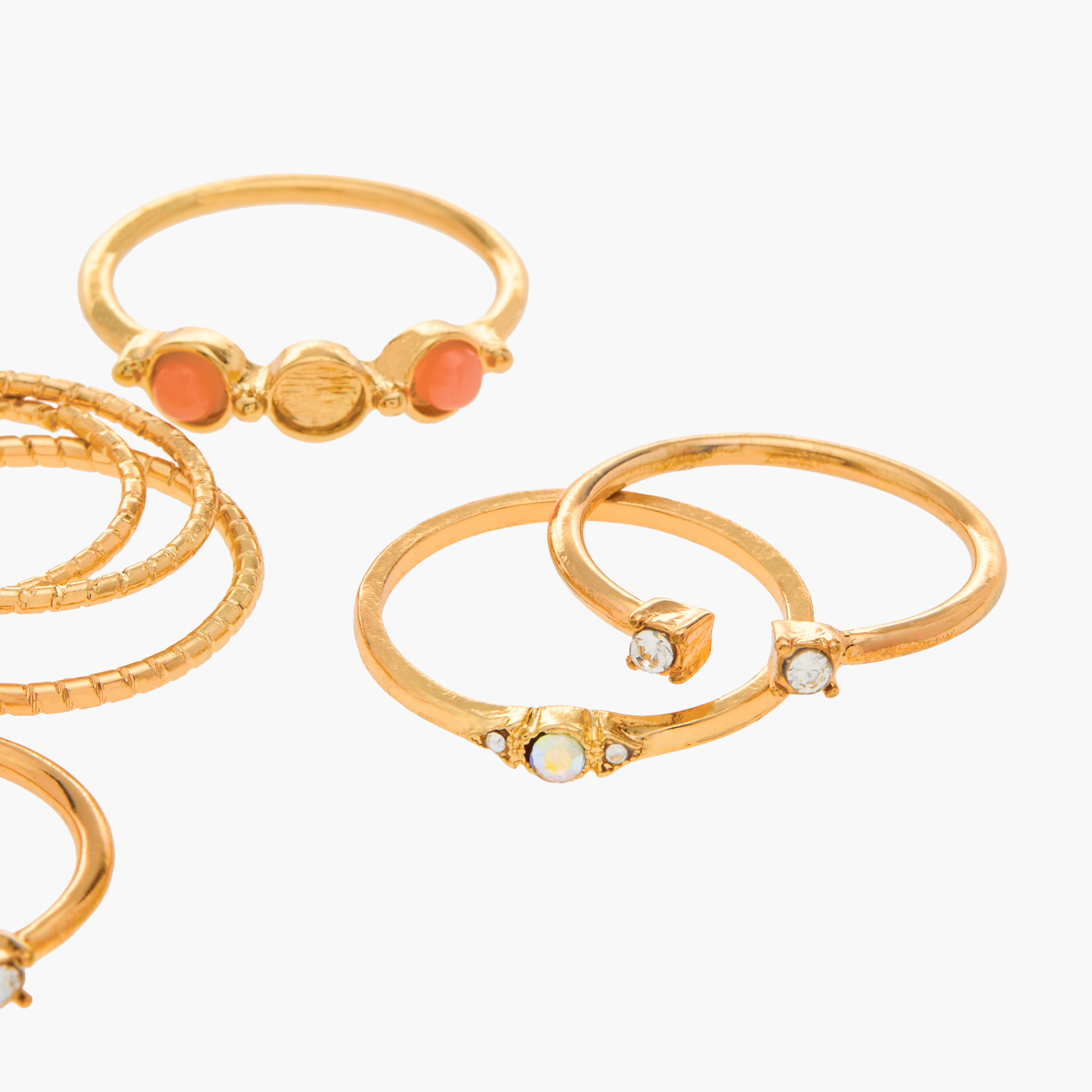 طقم خواتم معدنية متنوعة 7 قطع - مقاس L-XL-women-watchesandjewellery-jewellery-rings-image-4