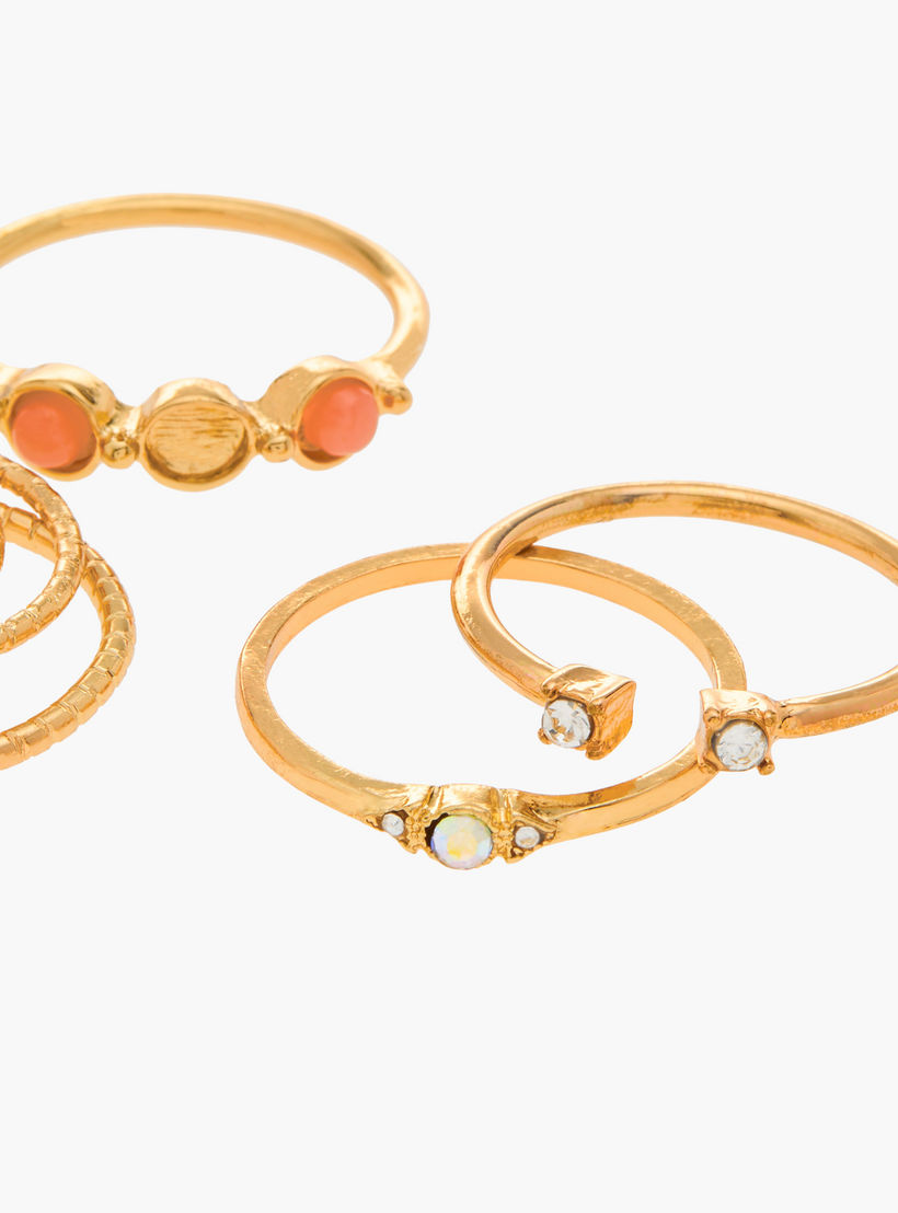 طقم خواتم معدنية متنوعة 7 قطع - مقاس L-XL-women-watchesandjewellery-jewellery-rings-image-4