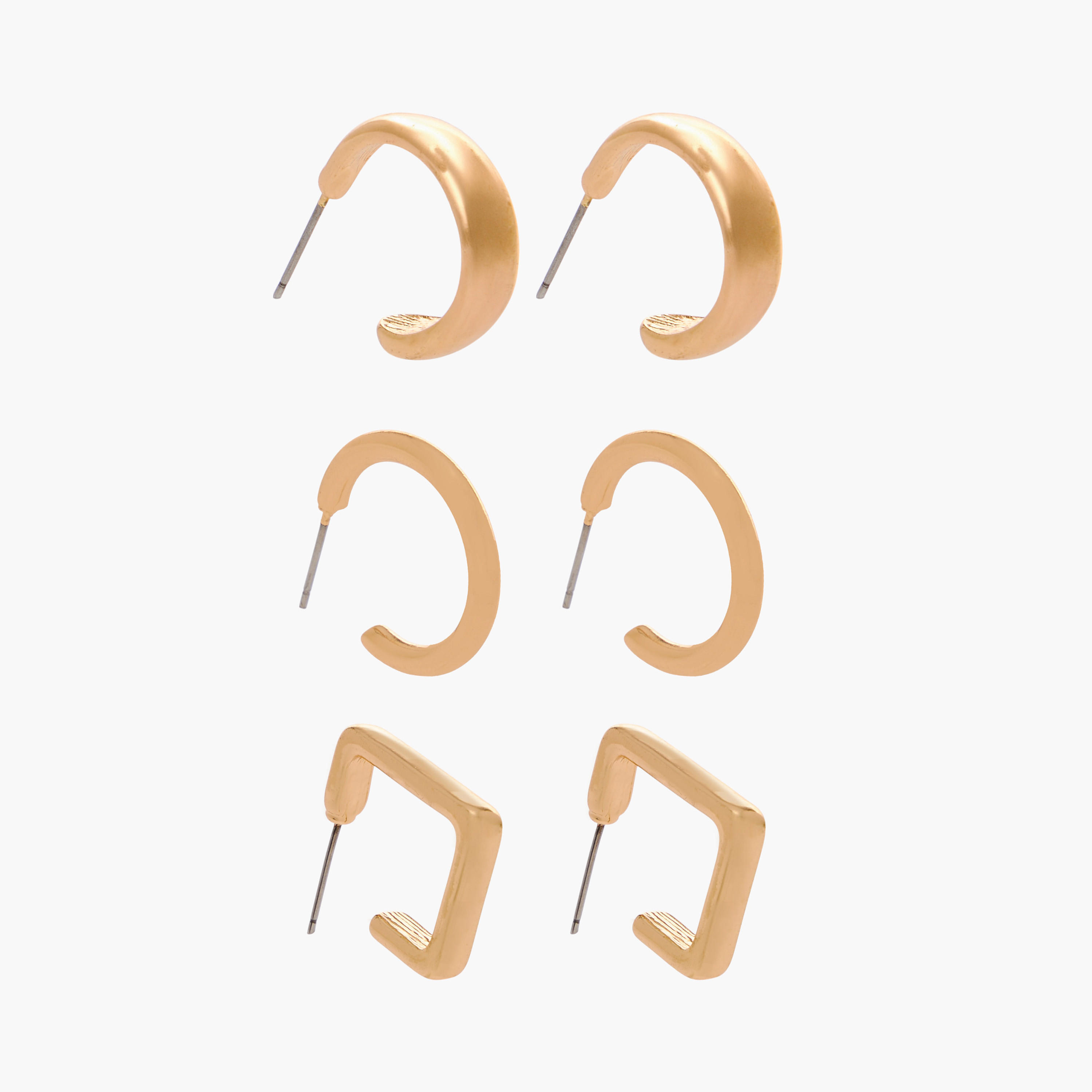 Assorted Metallic Hoop Earrings with Pushback Closure - Set of 3-women-watchesandjewellery-jewellery-earrings-image-1