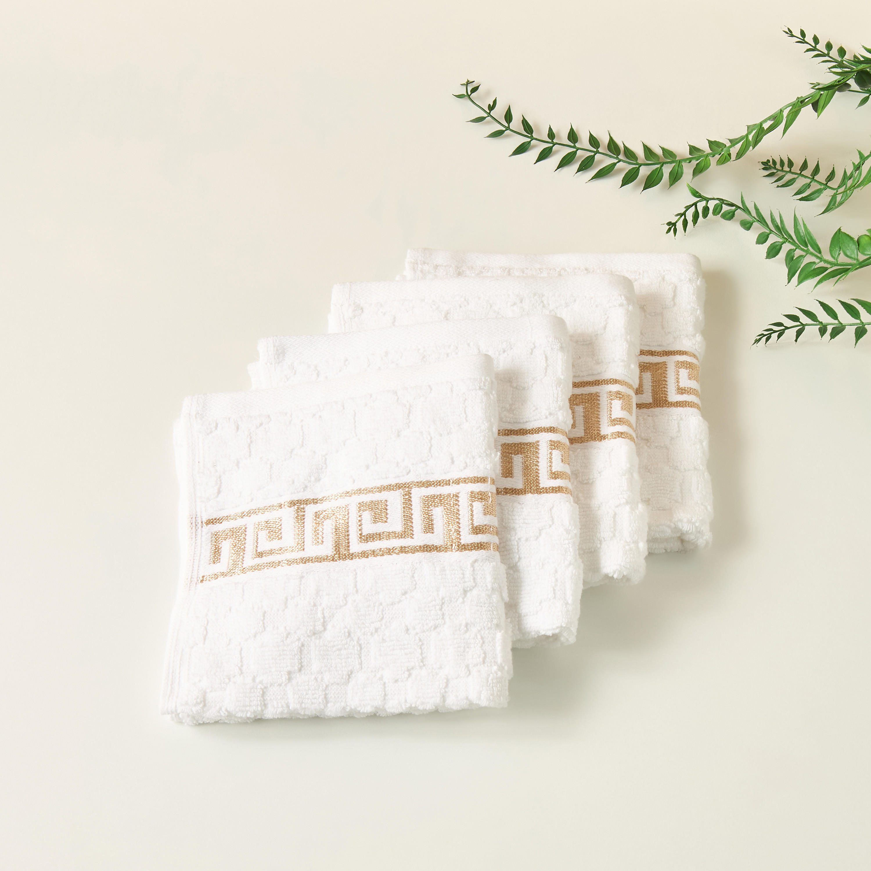 Gia Como 4-Piece Textured Face Towel Set - 30x30 cms-household-bathandlaundry-bathlinen-towels-image-1