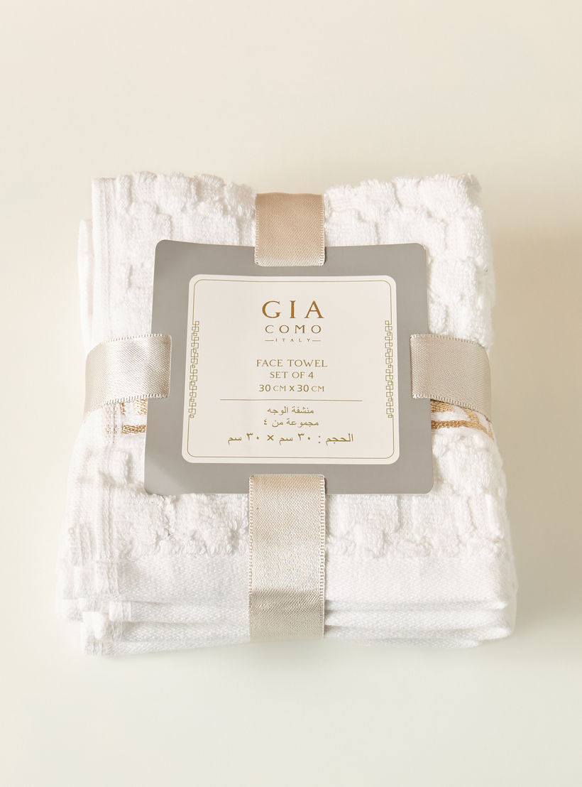 Gia Como 4-Piece Textured Face Towel Set - 30x30 cms-household-bathandlaundry-bathlinen-towels-image-5