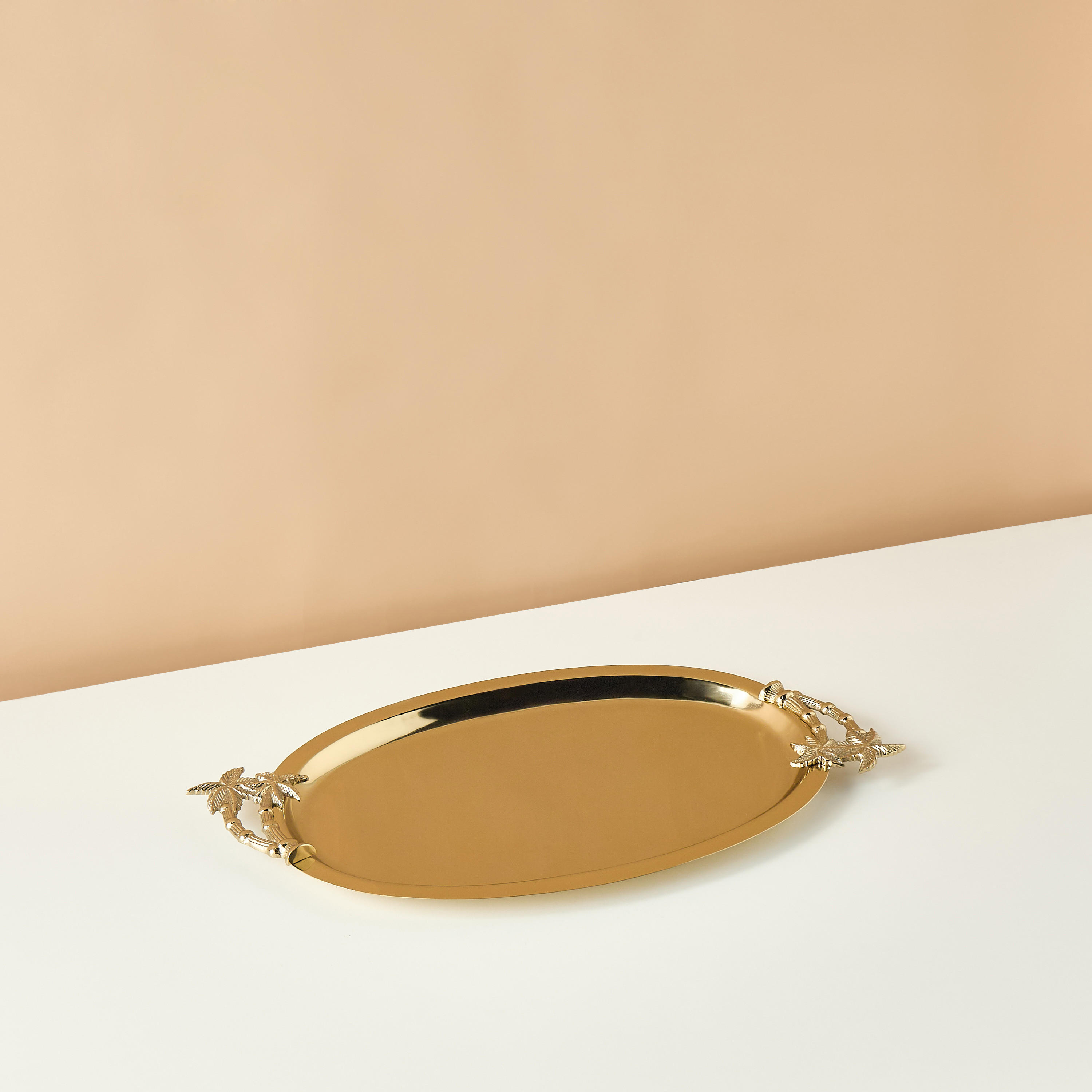 Palm Metal Oval Tray - 53x29 cms-household-dining-serveware-servingtrays-image-3