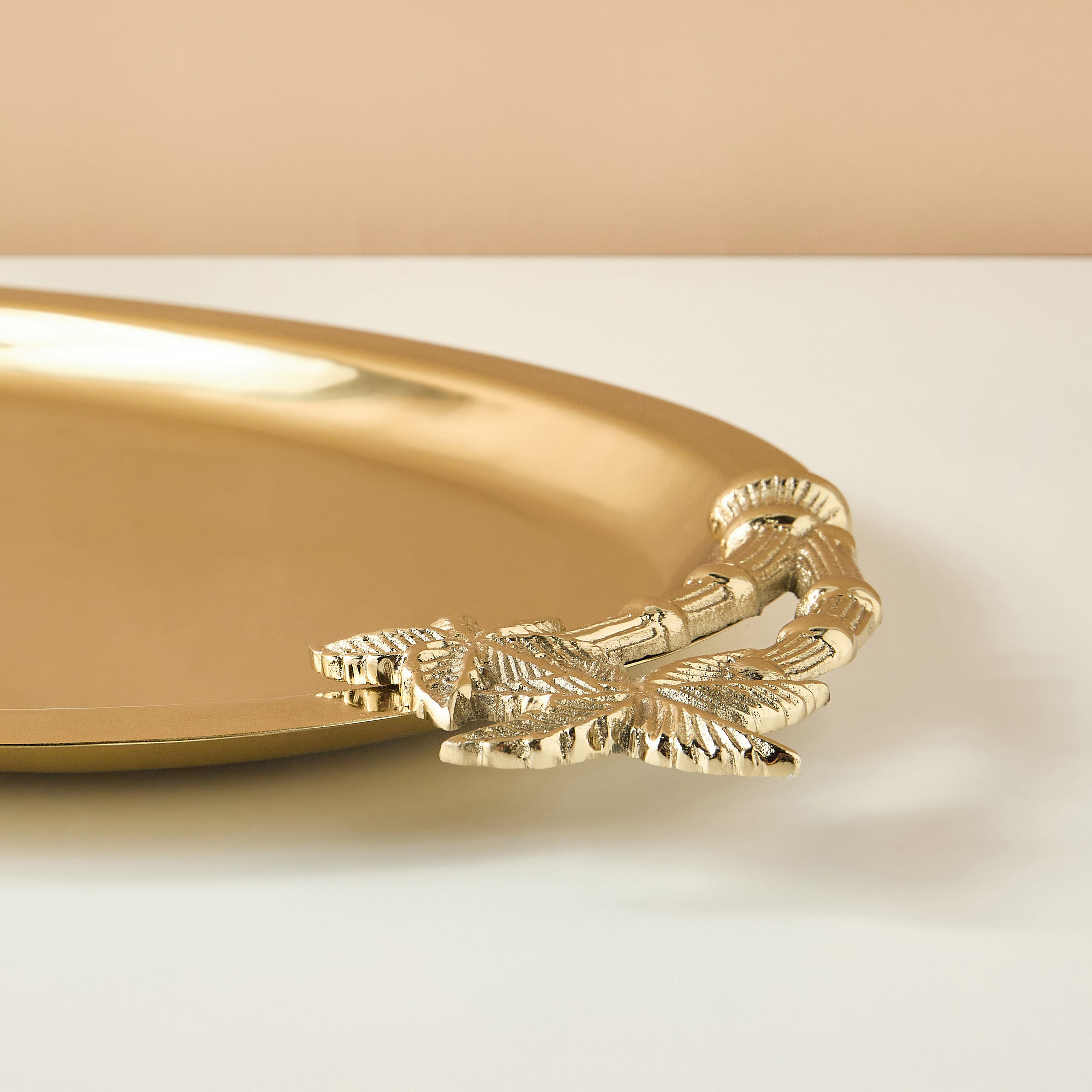 Palm Metal Oval Tray - 53x29 cms-household-dining-serveware-servingtrays-image-5