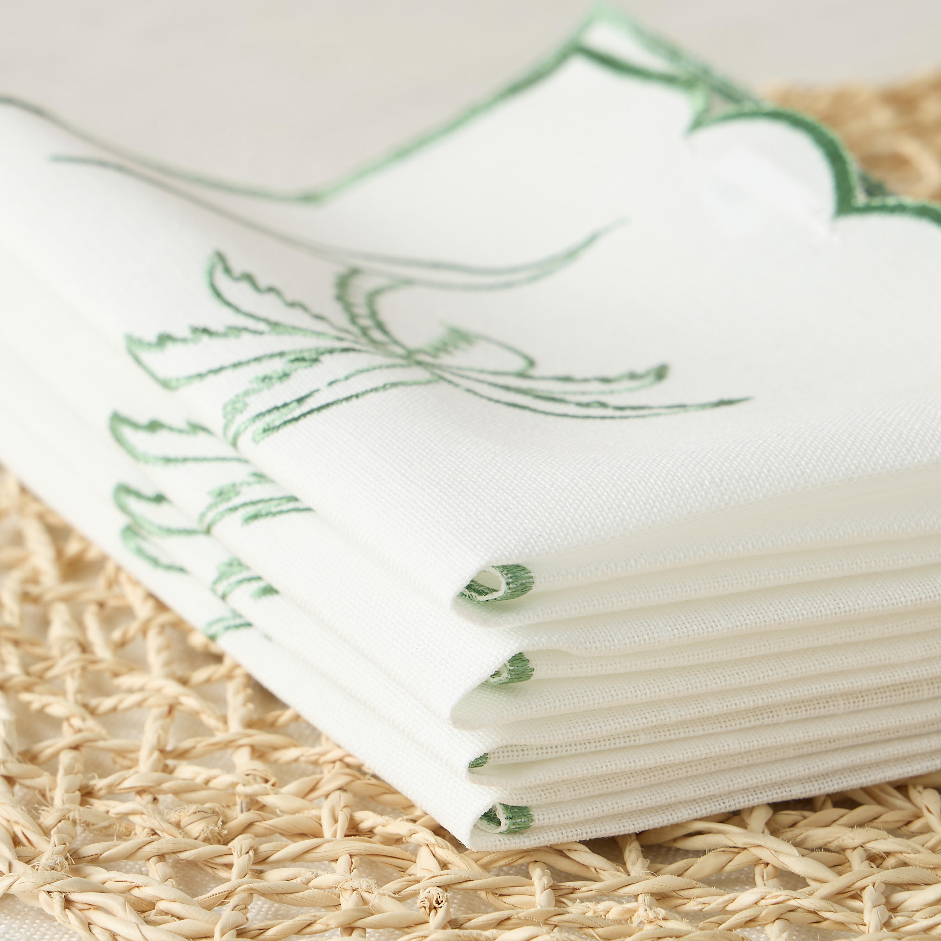 Palm 4-Piece Embroidered Napkin Set-household-dining-tablelinen-napkinsandaccessories-image-4