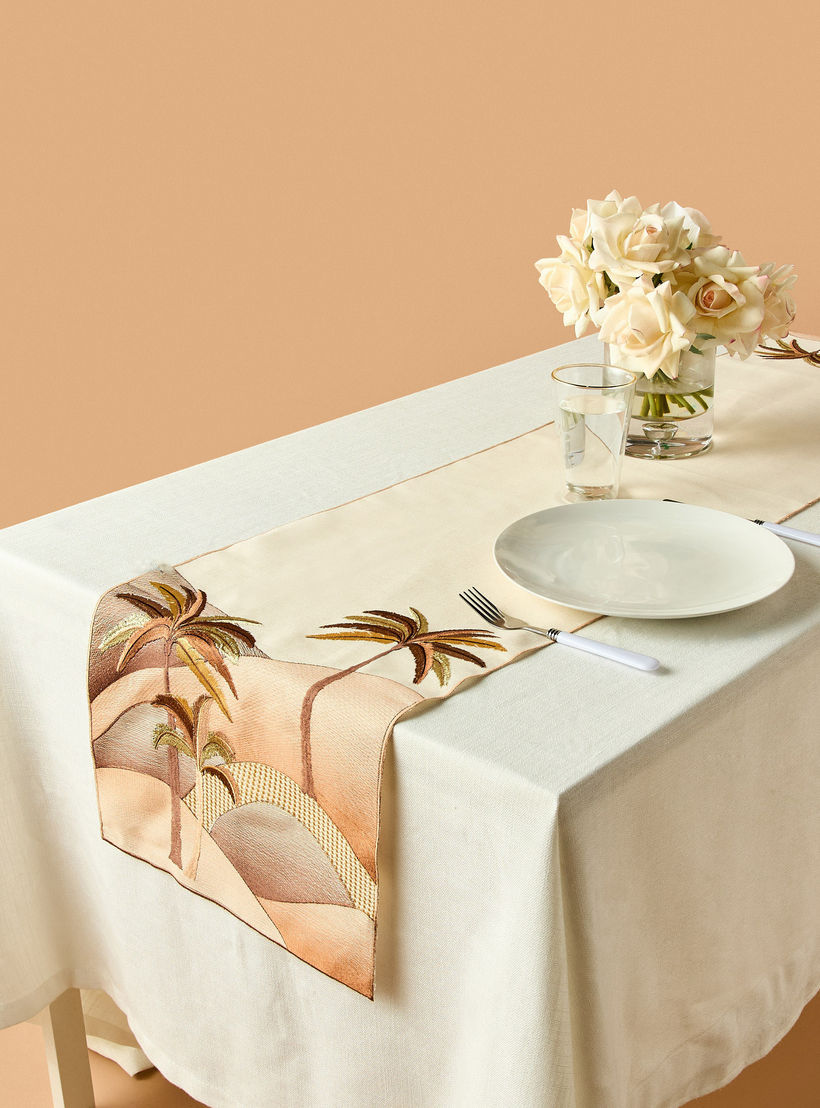Palm Embroidered Runner - 180x35 cms-household-dining-tablelinen-runnersandtablecovers-image-1