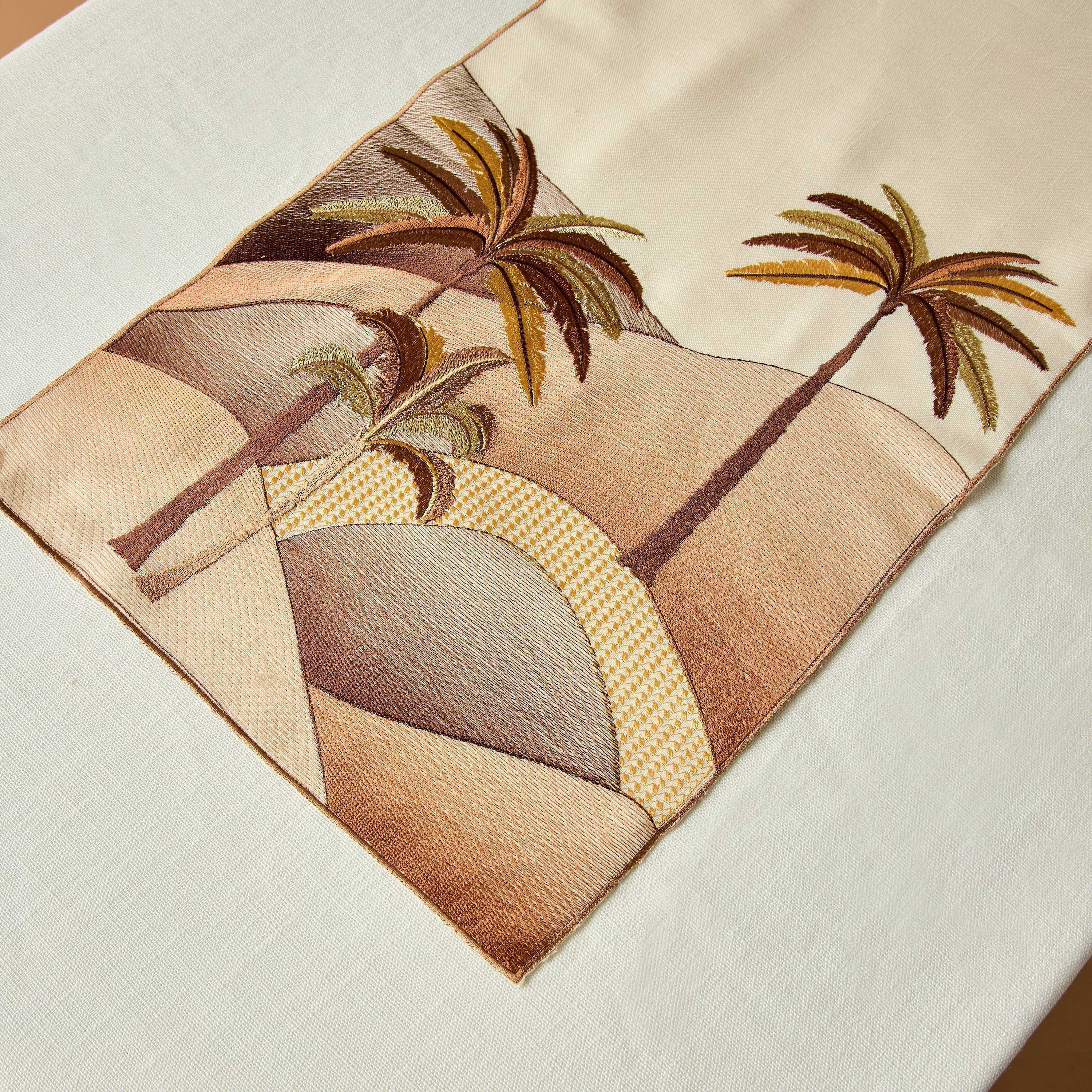 Palm Embroidered Runner - 180x35 cms-household-dining-tablelinen-runnersandtablecovers-image-4