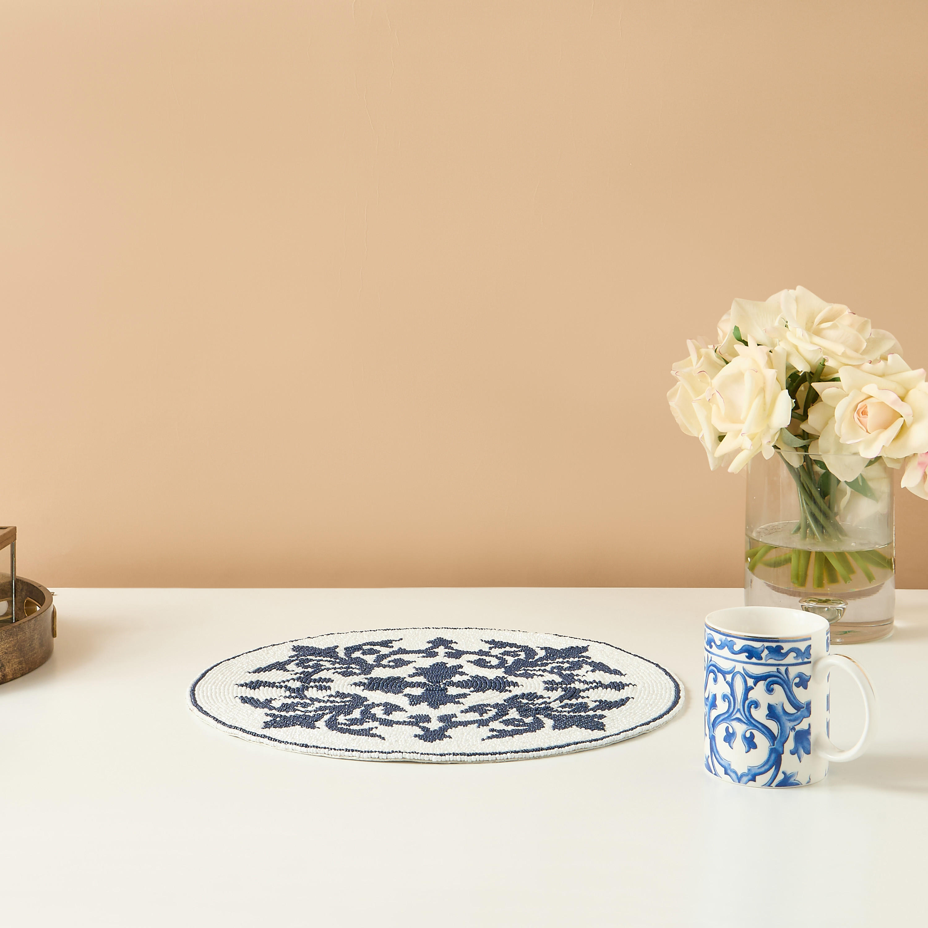 Gia Como Bead Embellished Round Placemat - 36 cms-household-dining-tablelinen-placemats-image-1
