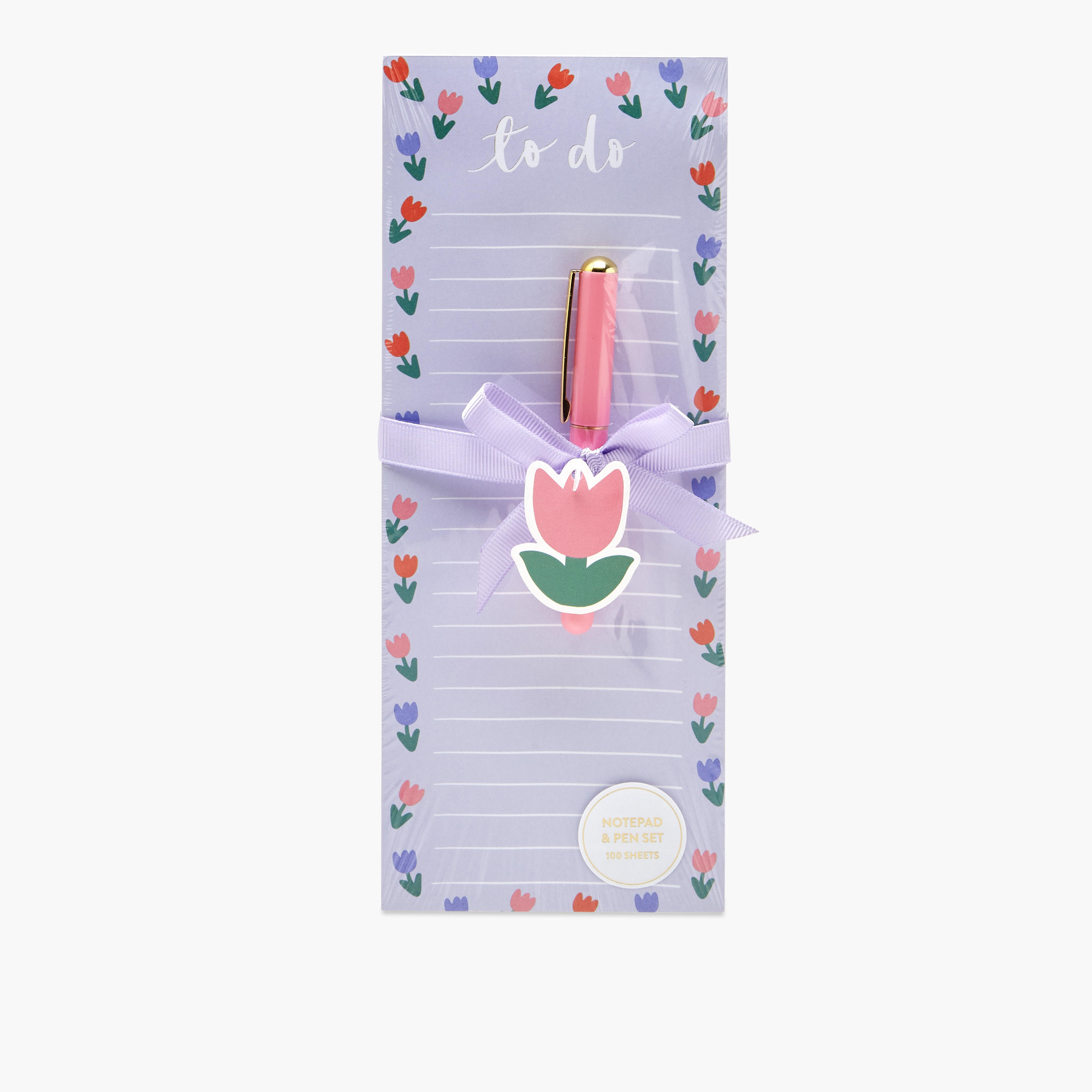 Tulips Print Notepad with Pen-school-stationery-notebooks-image-1