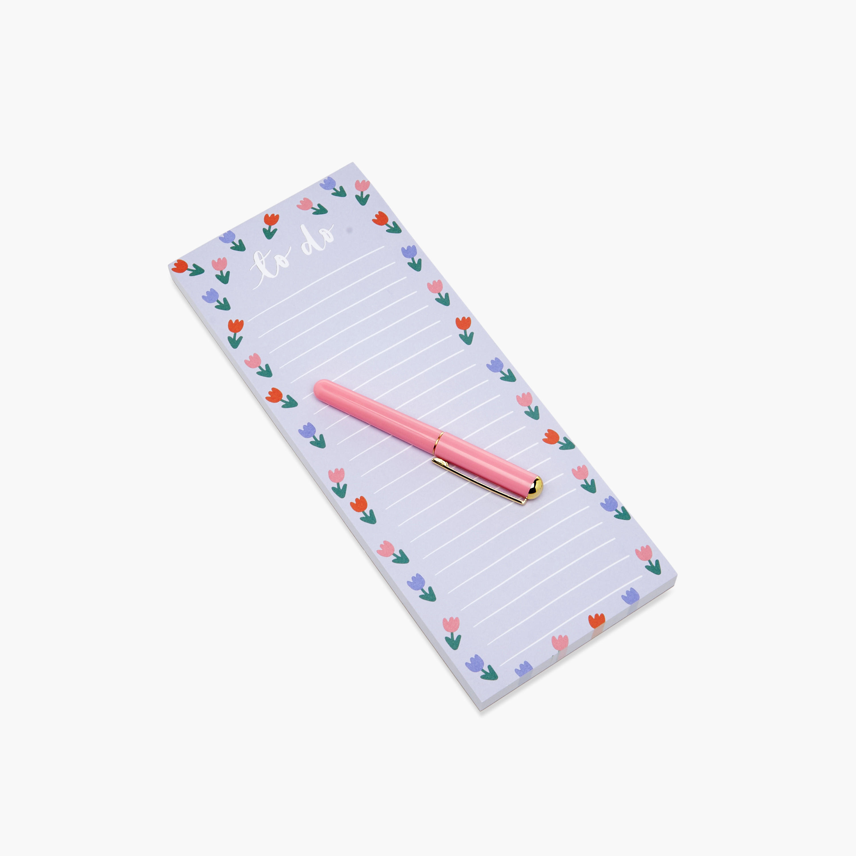 Tulips Print Notepad with Pen-school-stationery-notebooks-image-2