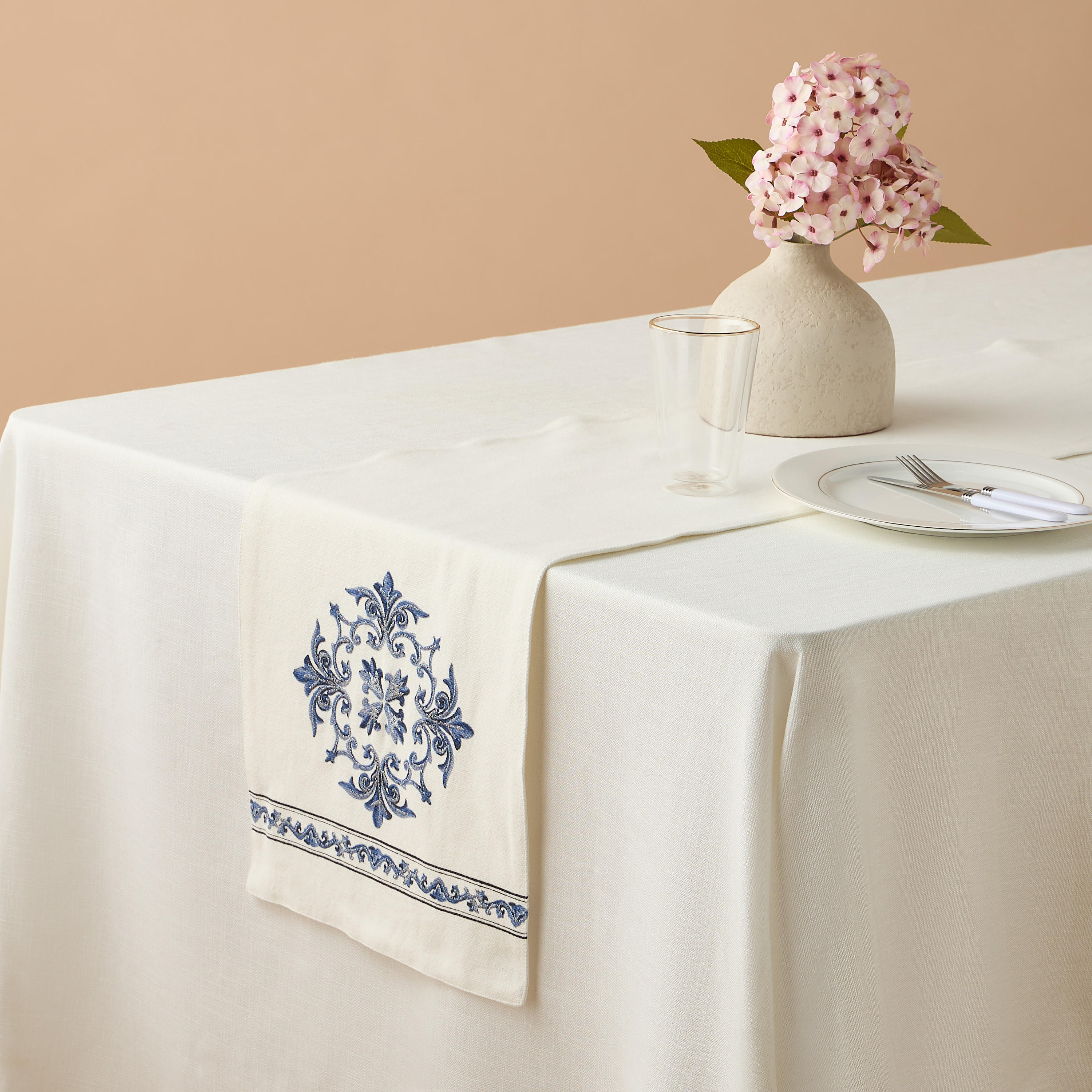 Gia Como Printed and Embroidered Table Runner - 33x180 cms-household-dining-tablelinen-runnersandtablecovers-image-1