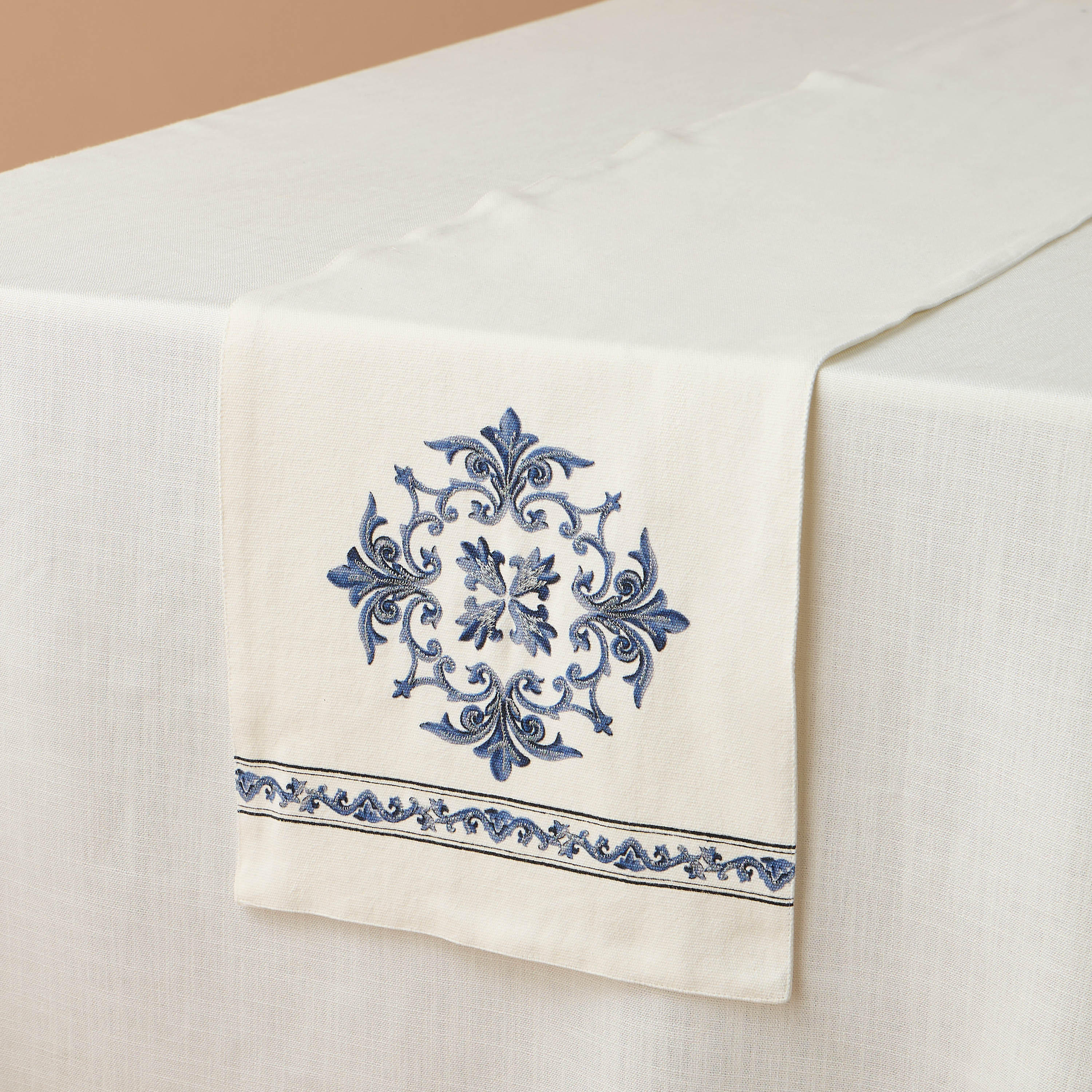 Gia Como Printed and Embroidered Table Runner - 33x180 cms-household-dining-tablelinen-runnersandtablecovers-image-2