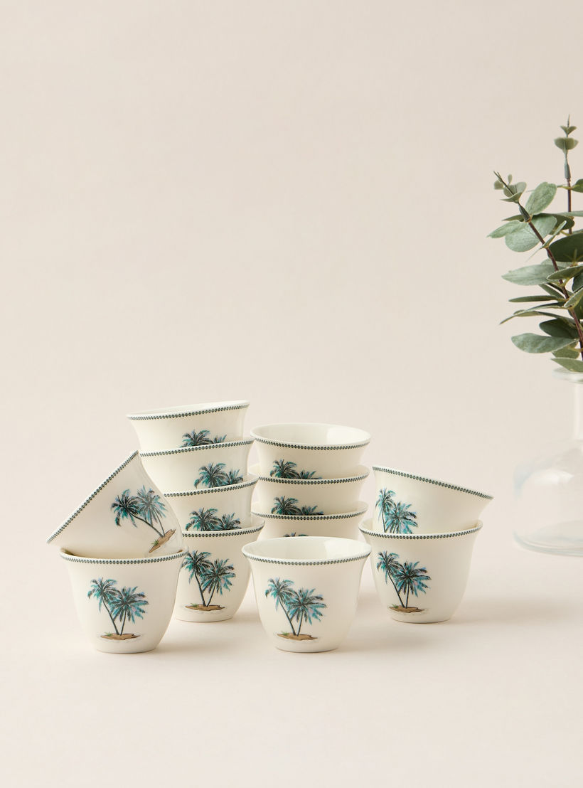 Palm Print 12-Piece New Bone China Kahwa Cup Set-household-dining-teaandcoffee-teaandcoffeesets-image-1