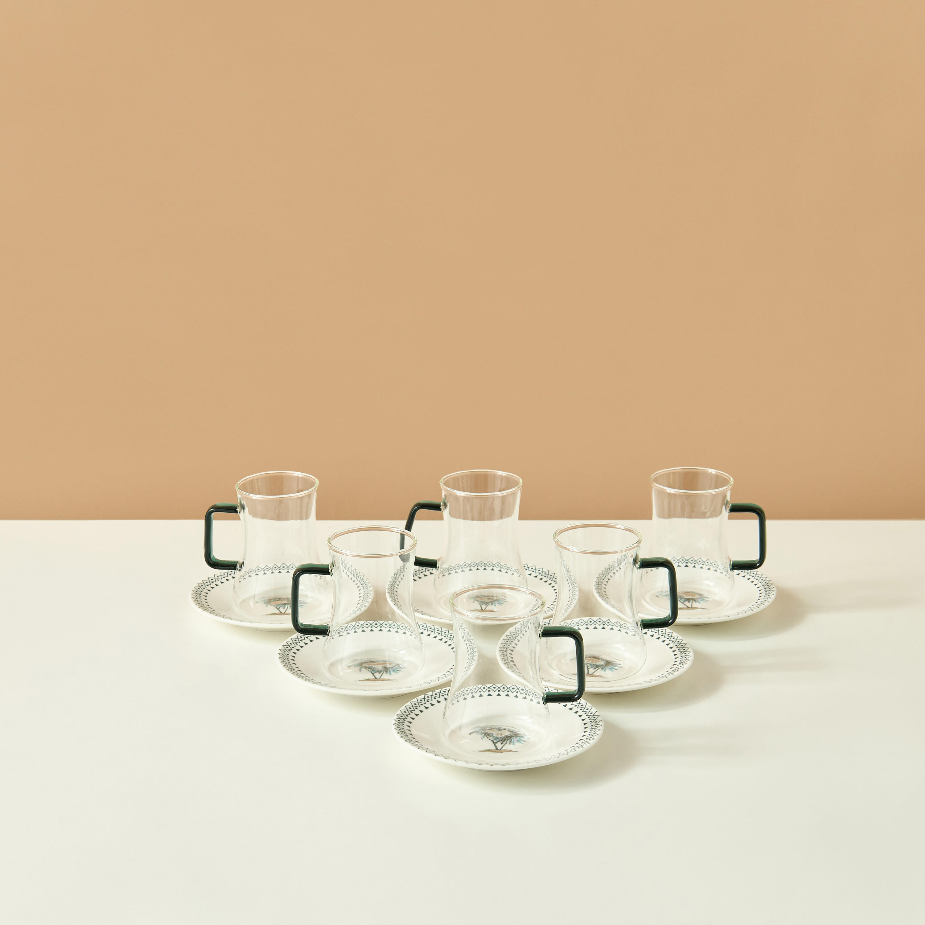 Palm 12-Piece Glass Cup and Saucer Set - 180 ml-household-dining-teaandcoffee-teaandcoffeesets-image-2