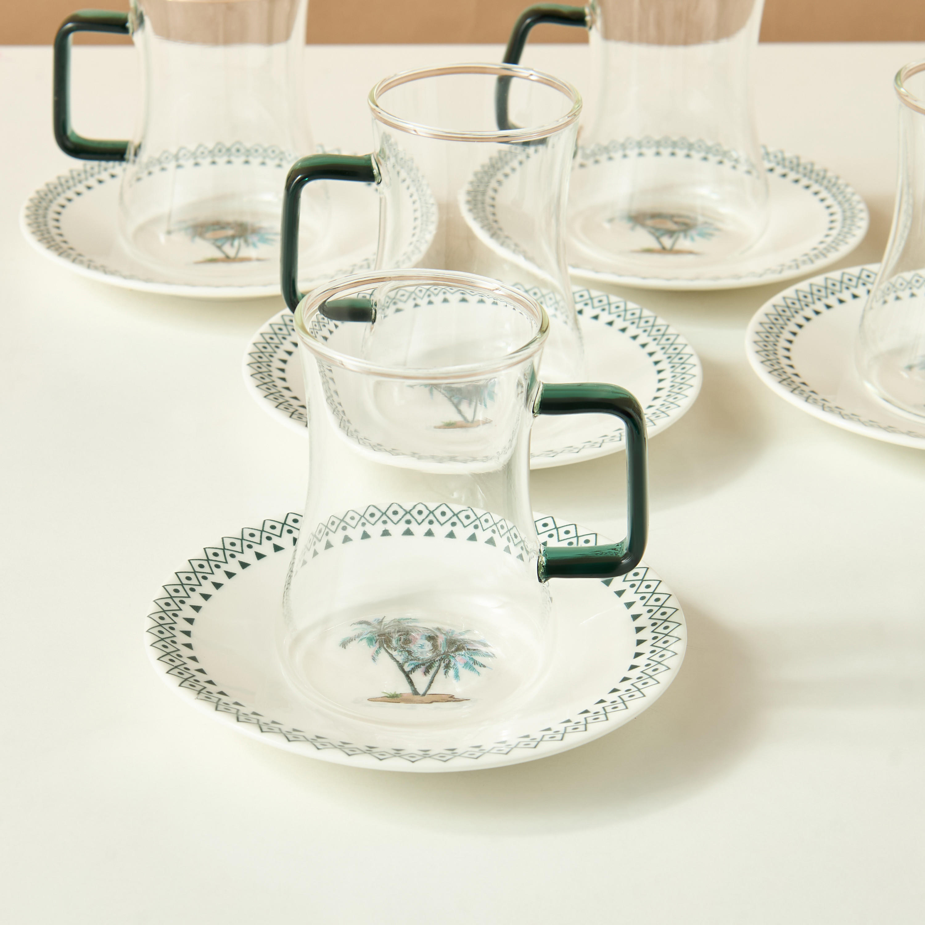 Palm 12-Piece Glass Cup and Saucer Set - 180 ml-household-dining-teaandcoffee-teaandcoffeesets-image-3