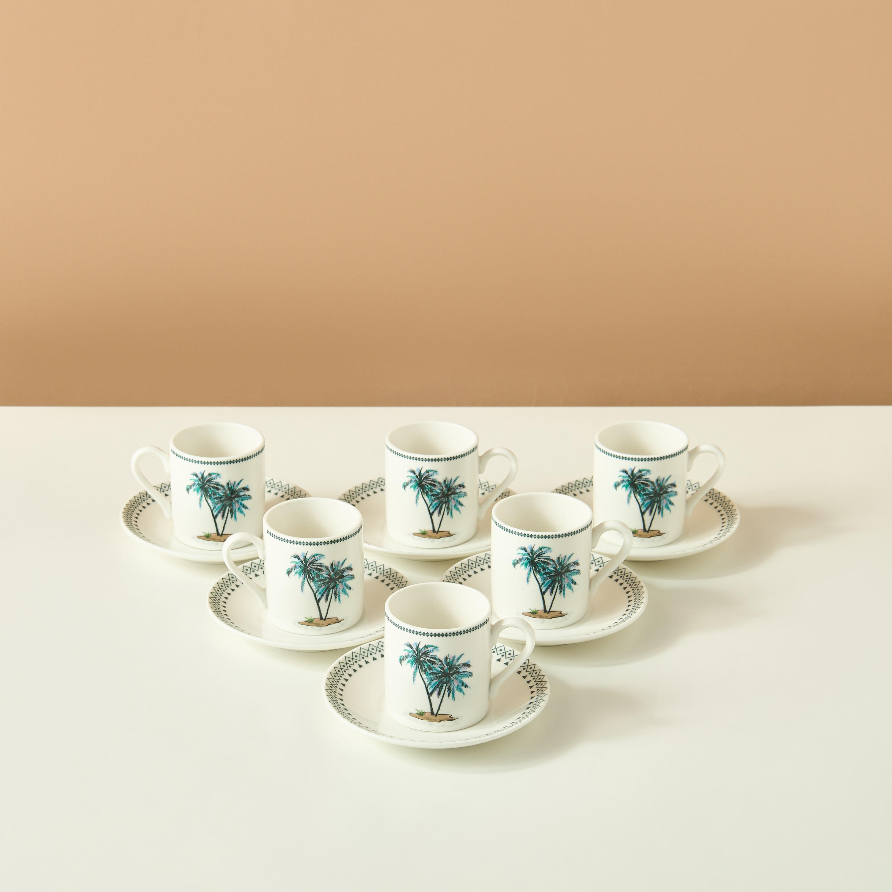 Palm 12-Piece Glass Cup and Saucer Set - 70 ml-household-dining-teaandcoffee-teaandcoffeesets-image-2