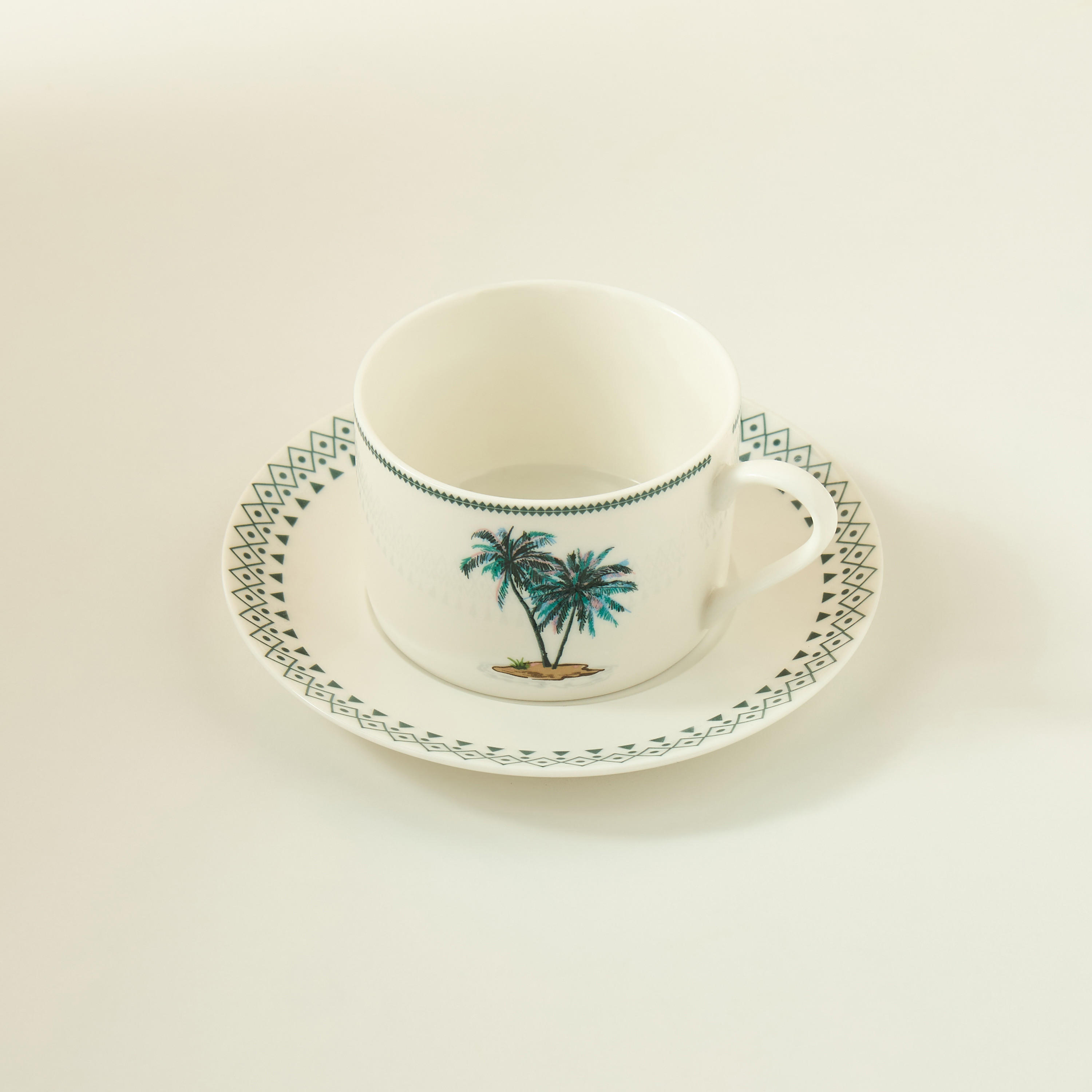 Palm 2-Piece New Bone China Tea Cup and Saucer Set - 200 ml-household-dining-teaandcoffee-teaandcoffeesets-image-3