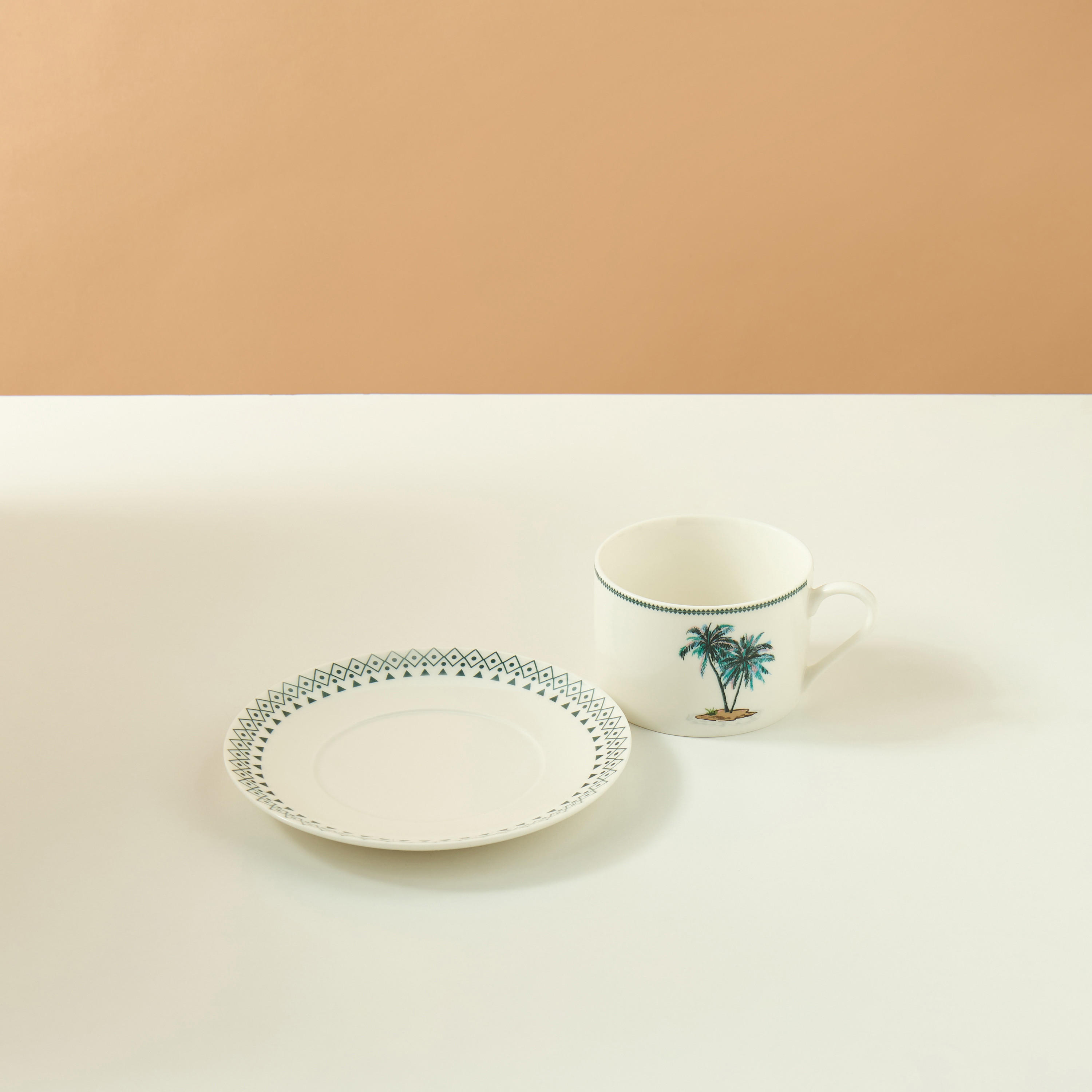 Palm 2-Piece New Bone China Tea Cup and Saucer Set - 200 ml-household-dining-teaandcoffee-teaandcoffeesets-image-4