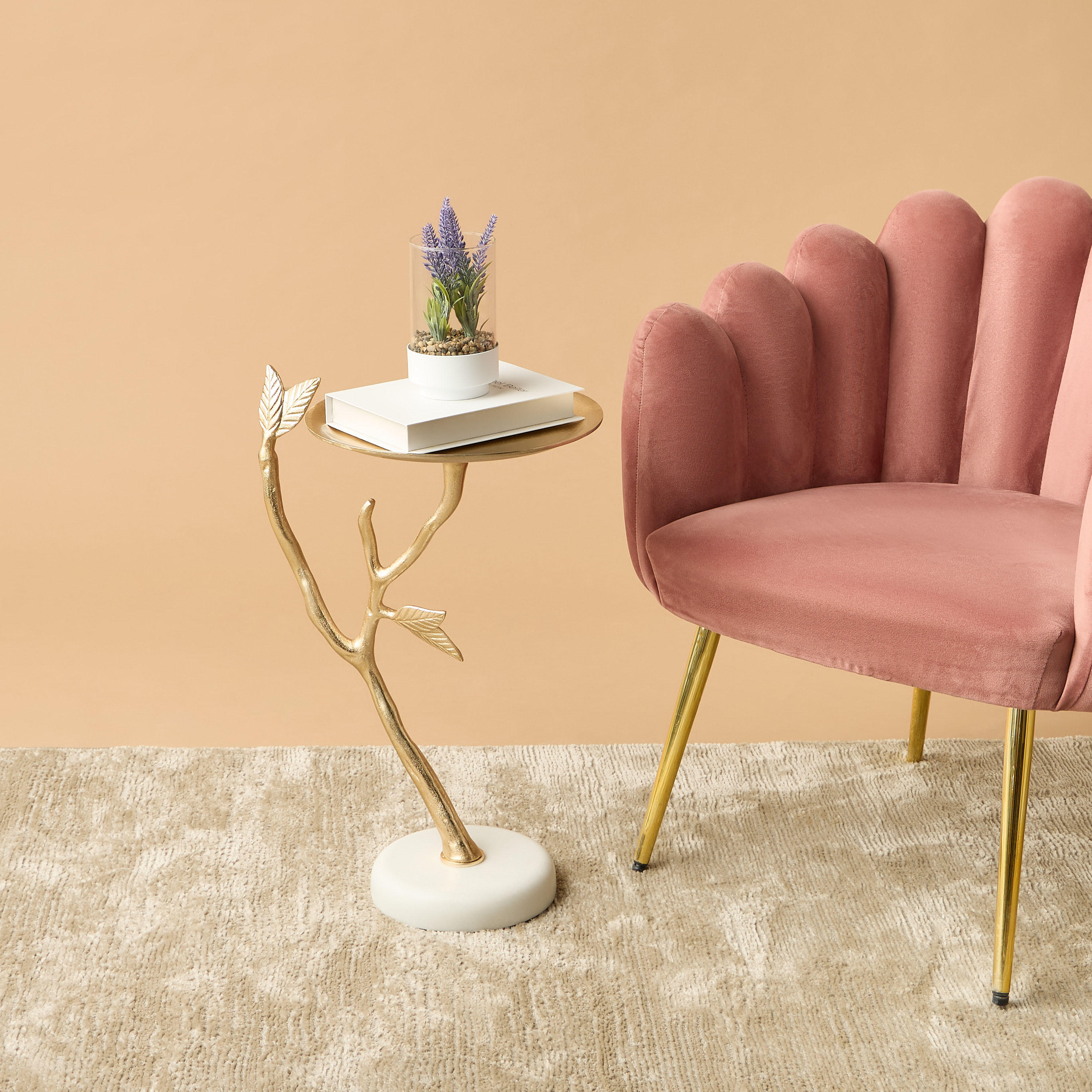 Branch Accent Table with Marble Base - 30x55x35 cms-furniture-livingroom-sideandendtables-image-1