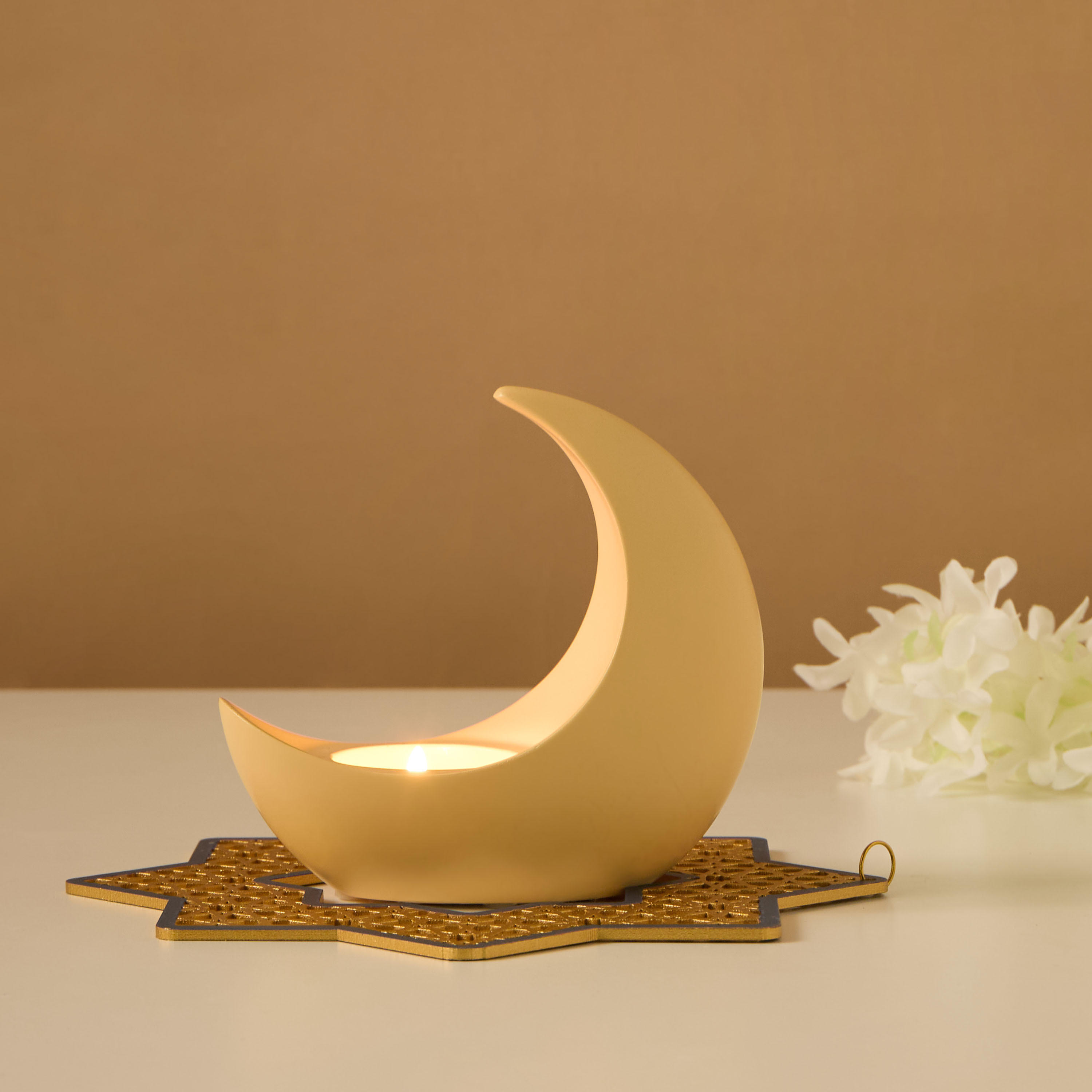 حامل شموع صغيرة بتصميم هلال- 12 سم-household-decor-candleholdersandlanterns-image-1