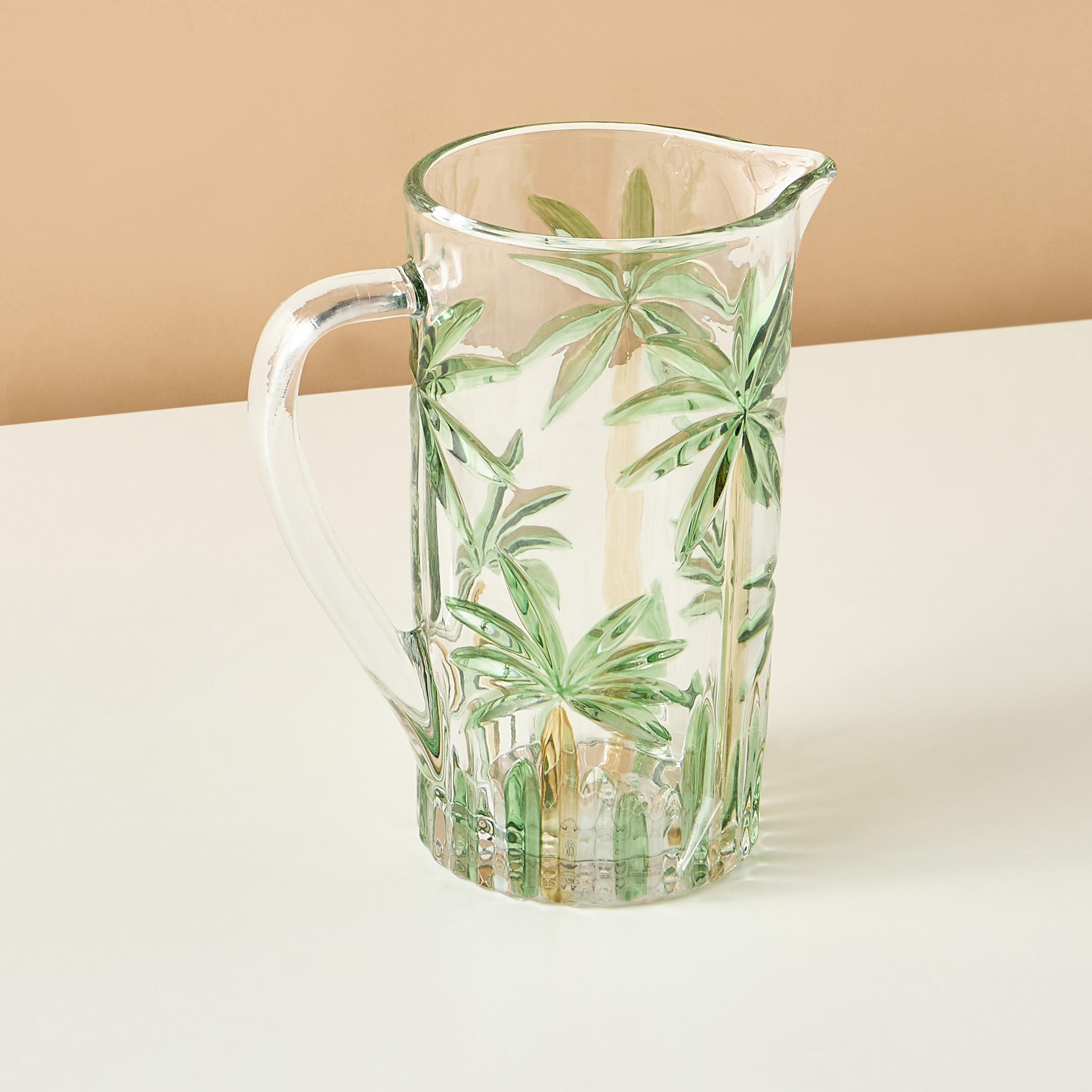 Palm Tree Glass Embossed Pitcher-household-dining-drinkserveware-jugsdecantersandcarafes-image-3