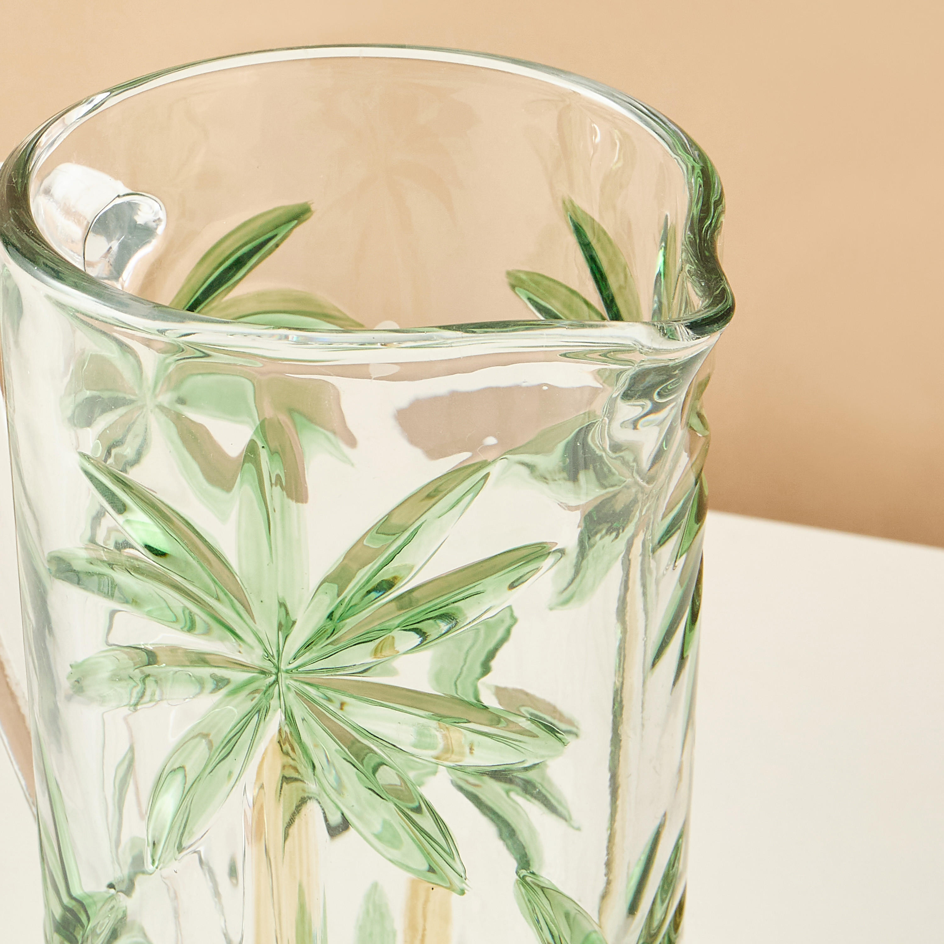 Palm Tree Glass Embossed Pitcher-household-dining-drinkserveware-jugsdecantersandcarafes-image-4