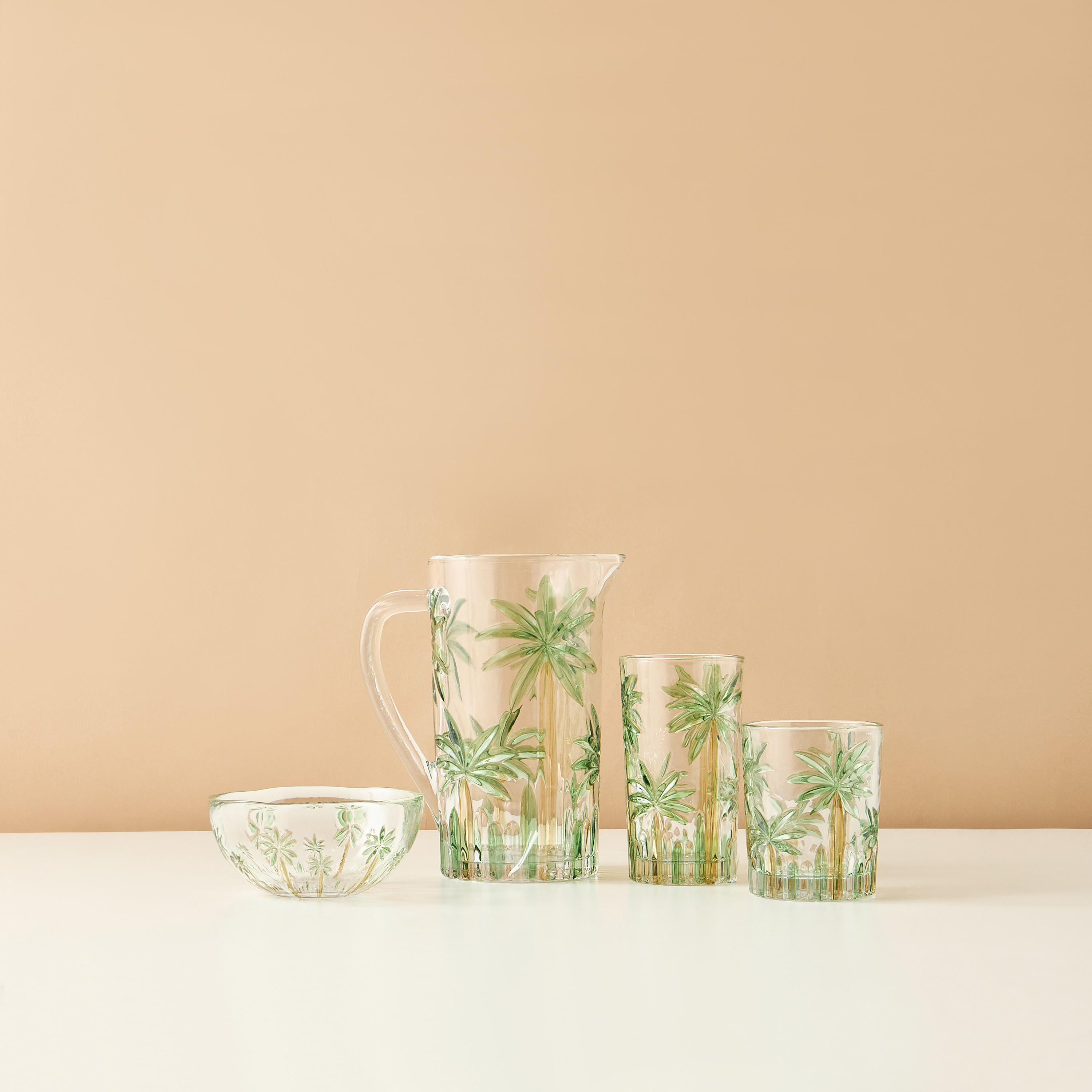Palm Tree Glass Embossed Pitcher-household-dining-drinkserveware-jugsdecantersandcarafes-image-6