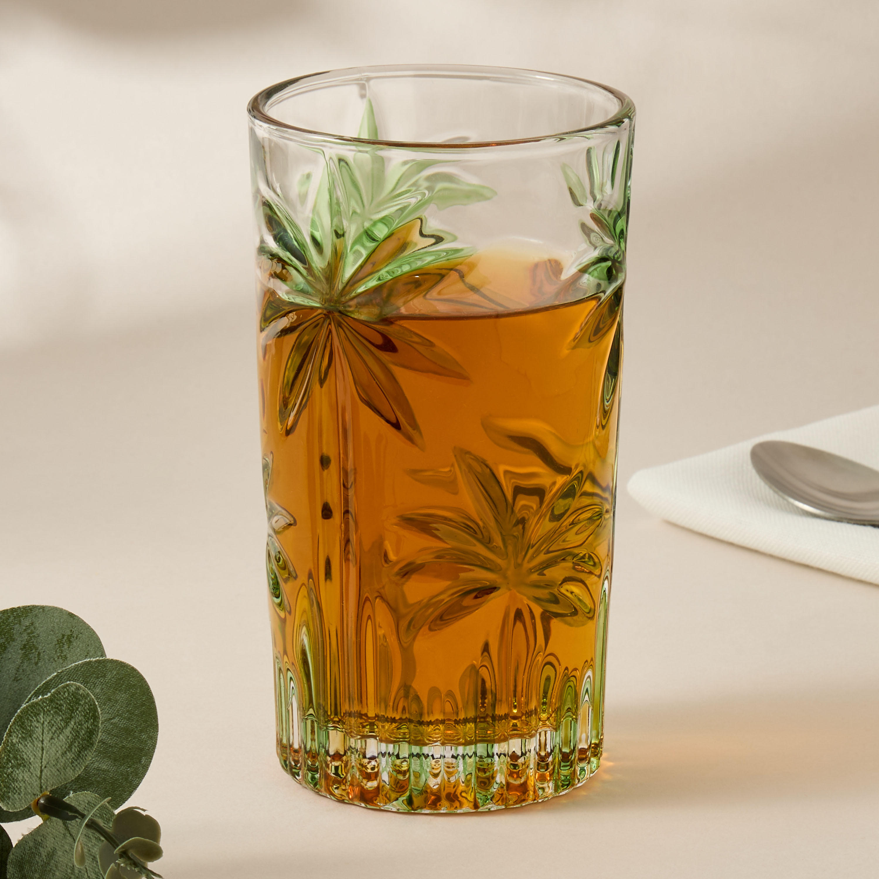 Palm Tree Embossed Highball Glass-household-dining-glassware-drinkingglasses-image-1