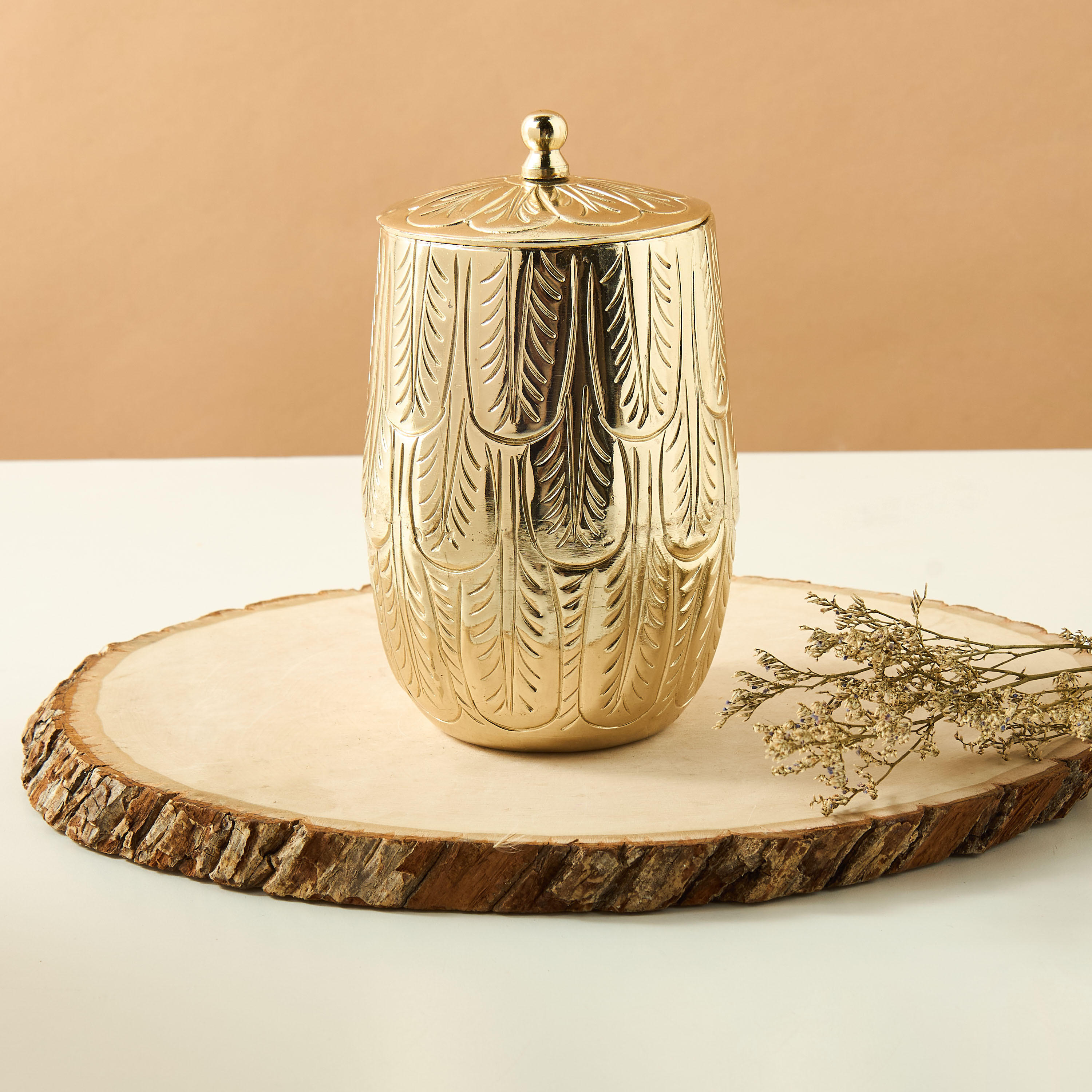 Gia Como Textured Decorative Jar - 21x25 cms-household-decor-candleholdersandlanterns-image-1