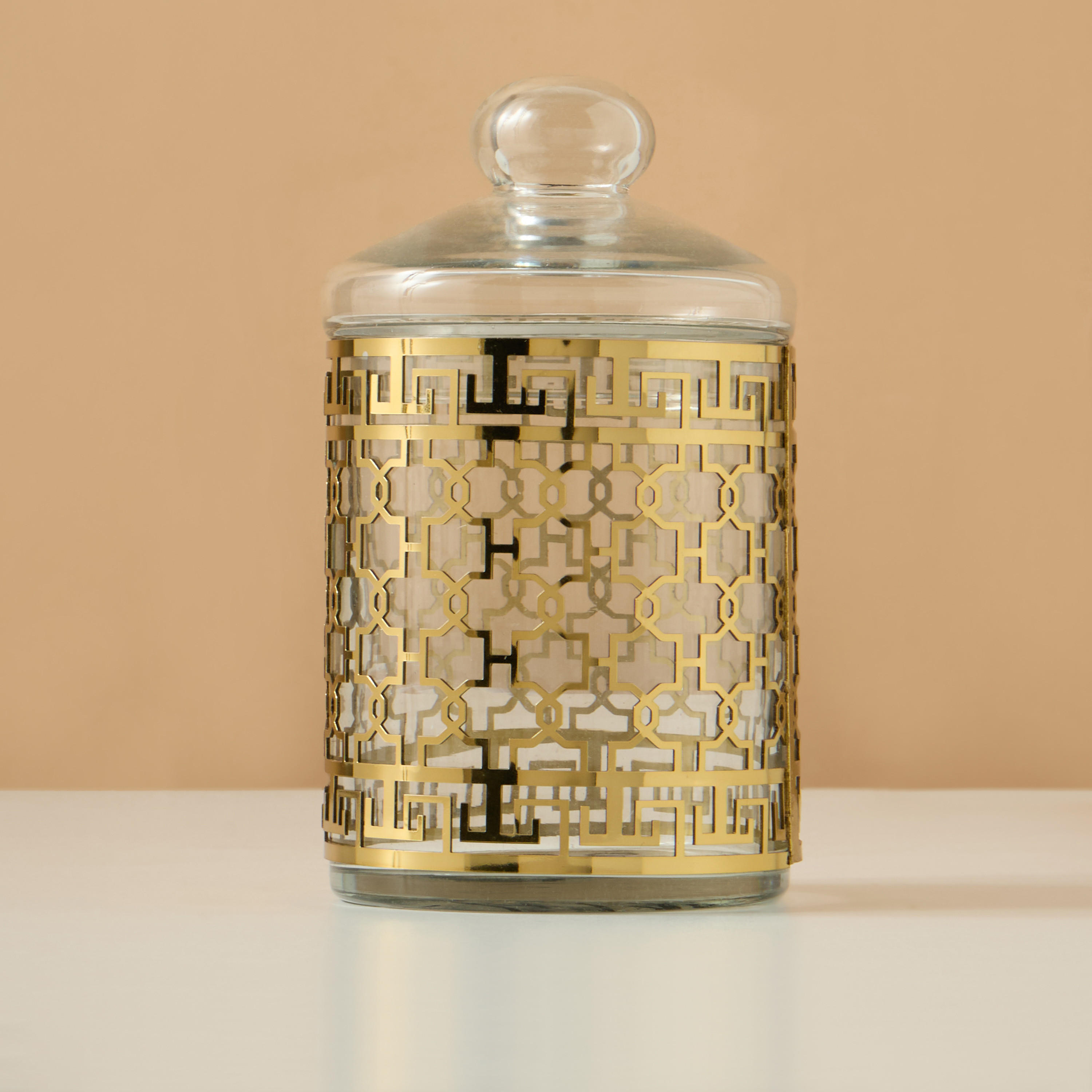 Gia Como Cutout Detail Metallic Canister with Lid-household-kitchen-foodstorage-canistersandjars-image-2