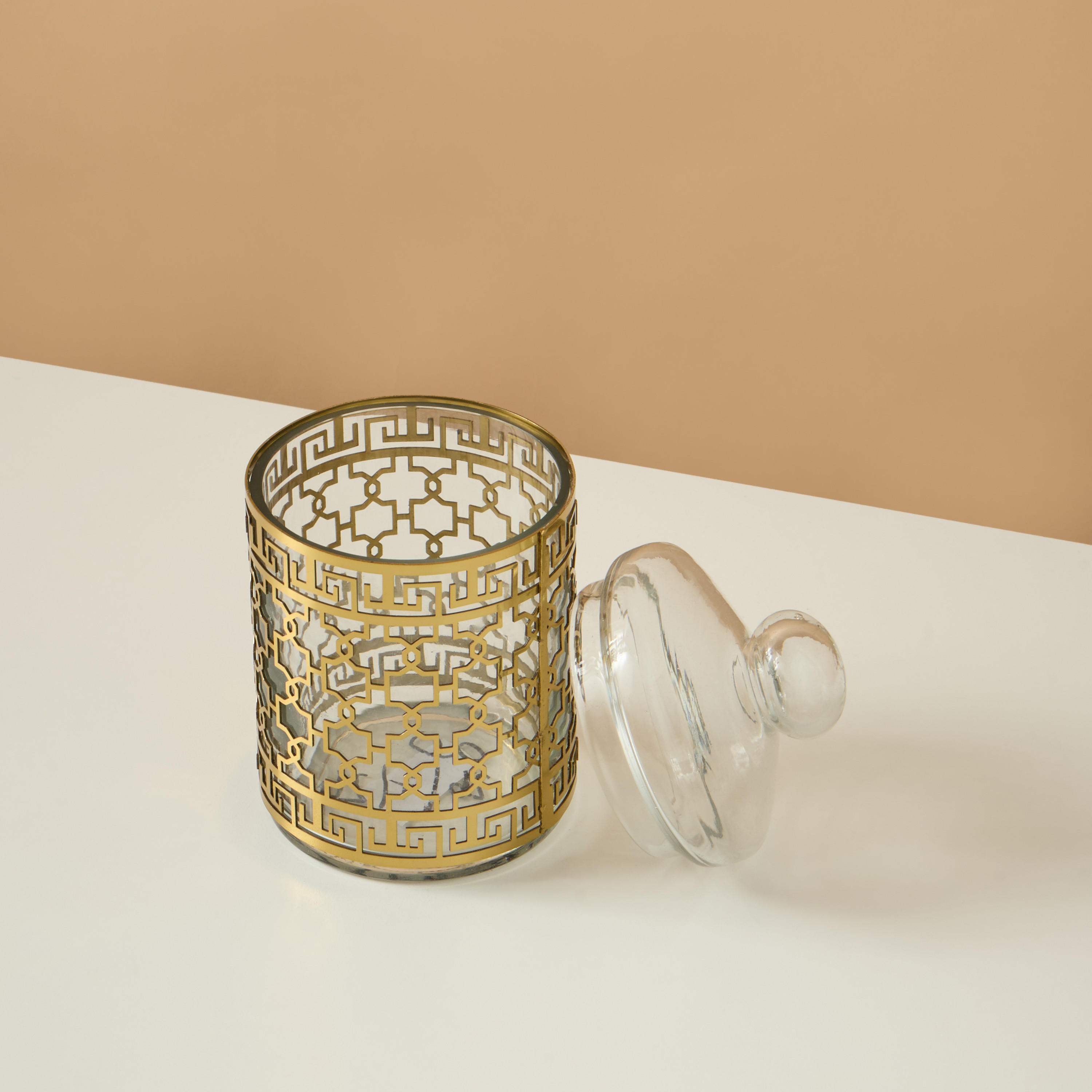 Gia Como Cutout Detail Metallic Canister with Lid-household-kitchen-foodstorage-canistersandjars-image-4