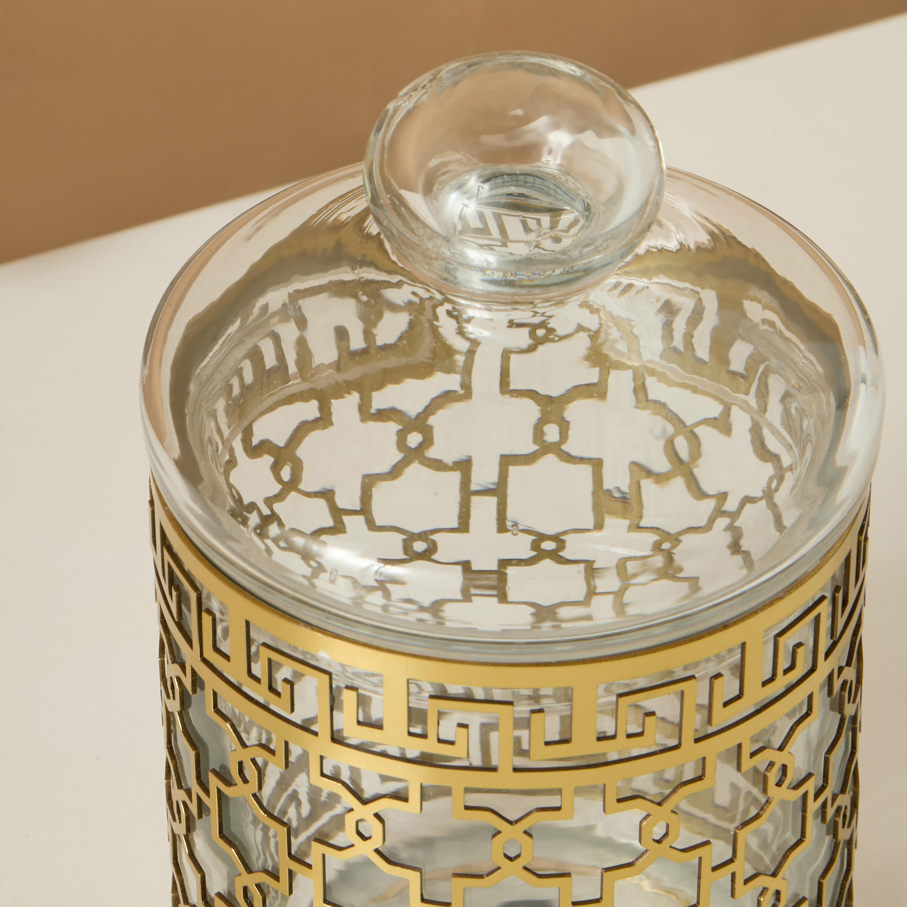 Gia Como Cutout Detail Metallic Canister with Lid-household-kitchen-foodstorage-canistersandjars-image-5