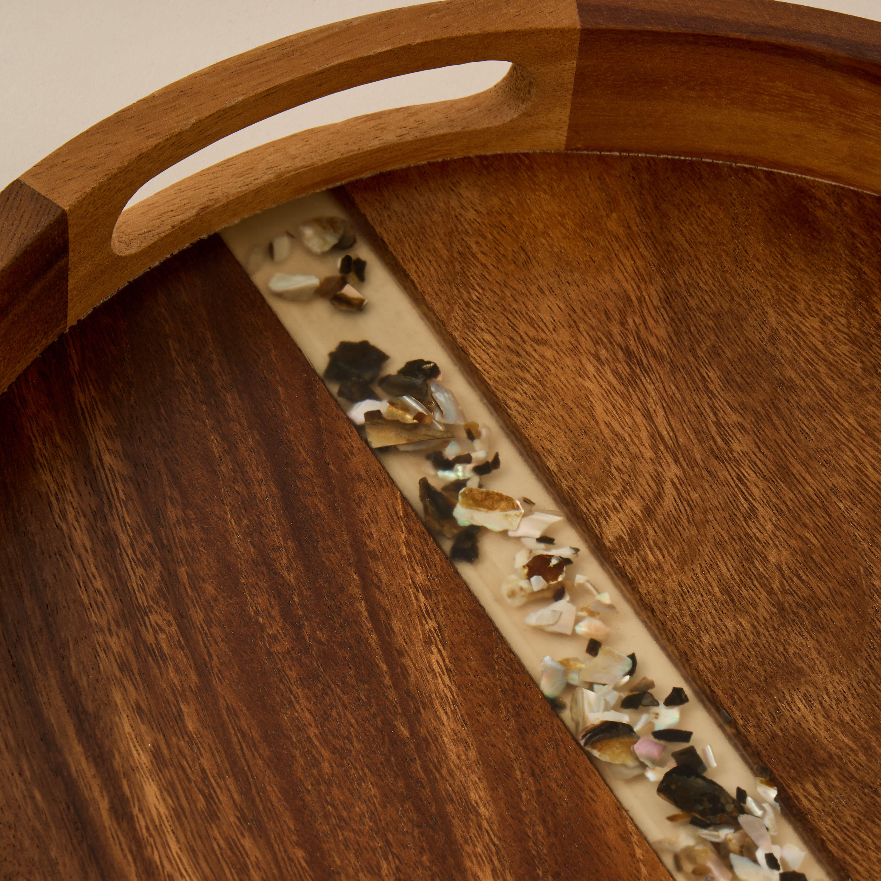 Embellished Acacia Wood Serving Tray - 33 cms-household-dining-serveware-servingtrays-image-3