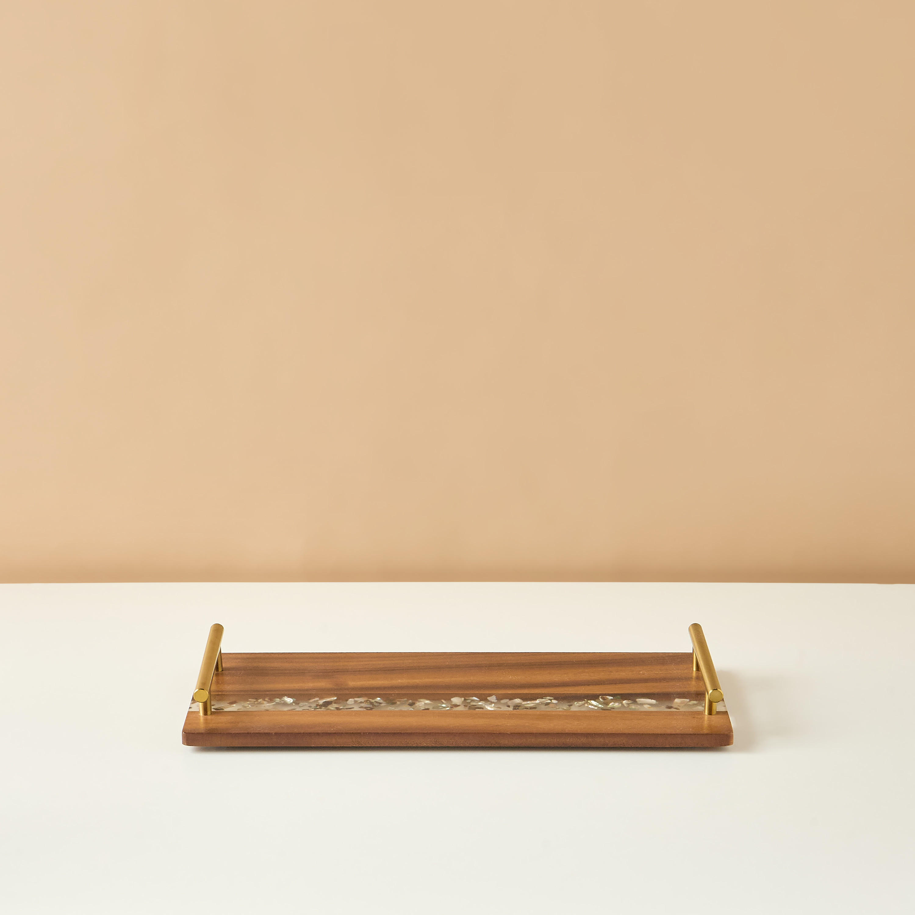 Resin Embellished Acacia Wood Serving Tray with Handles - 43x18 cms-household-dining-serveware-servingtrays-image-2