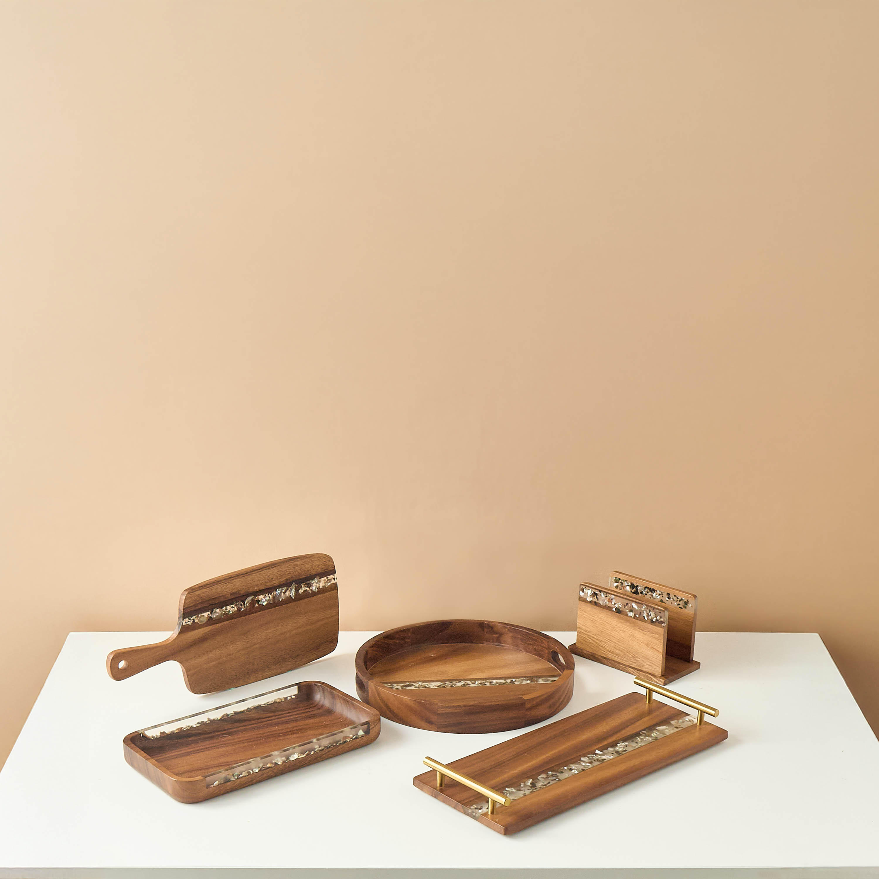 Resin Embellished Acacia Wood Serving Board - 41x18 cms-household-dining-serveware-servingtrays-image-6