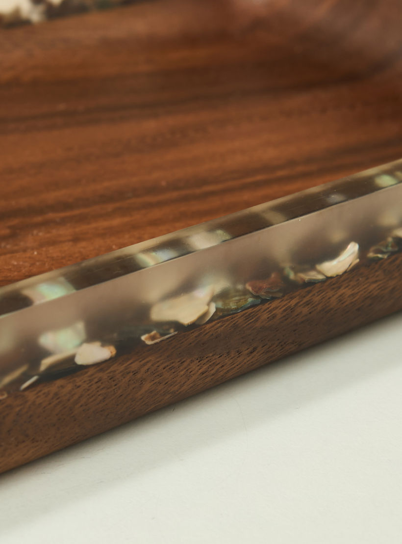 Resin Embellished Acacia Wood Serving Tray - 33x18 cms-household-dining-serveware-servingtrays-image-4