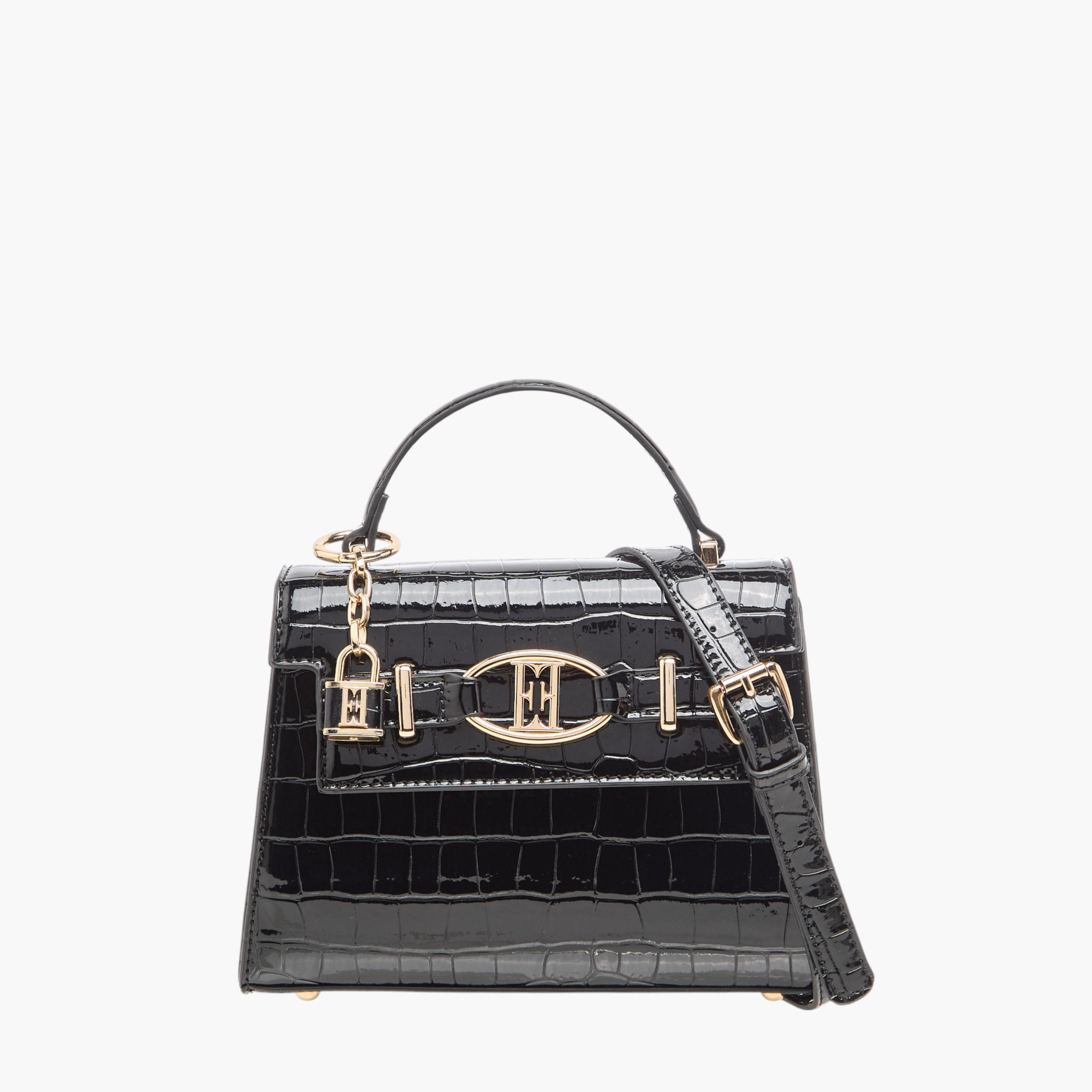 شنطة ساتشيل بارزة الملمس بحزام قابل للفصل وطية إغلاق من إيل-women-bagsandwallets-handbags-image-1