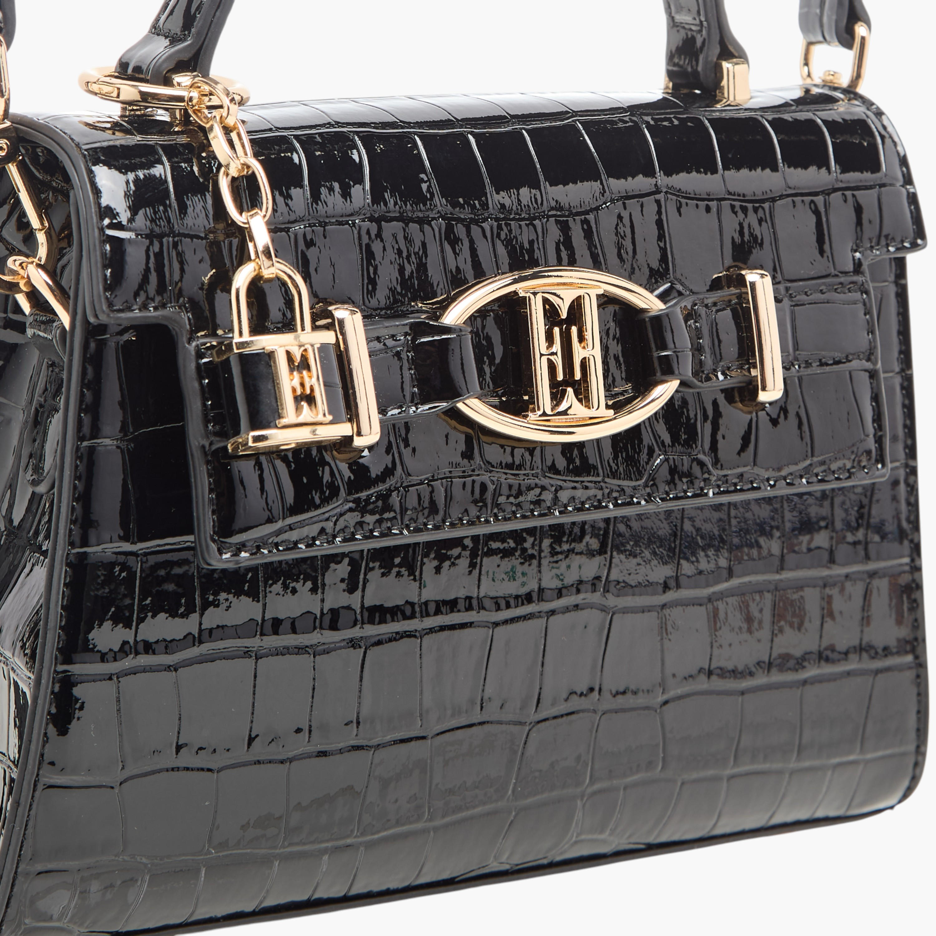 شنطة ساتشيل بارزة الملمس بحزام قابل للفصل وطية إغلاق من إيل-women-bagsandwallets-handbags-image-4