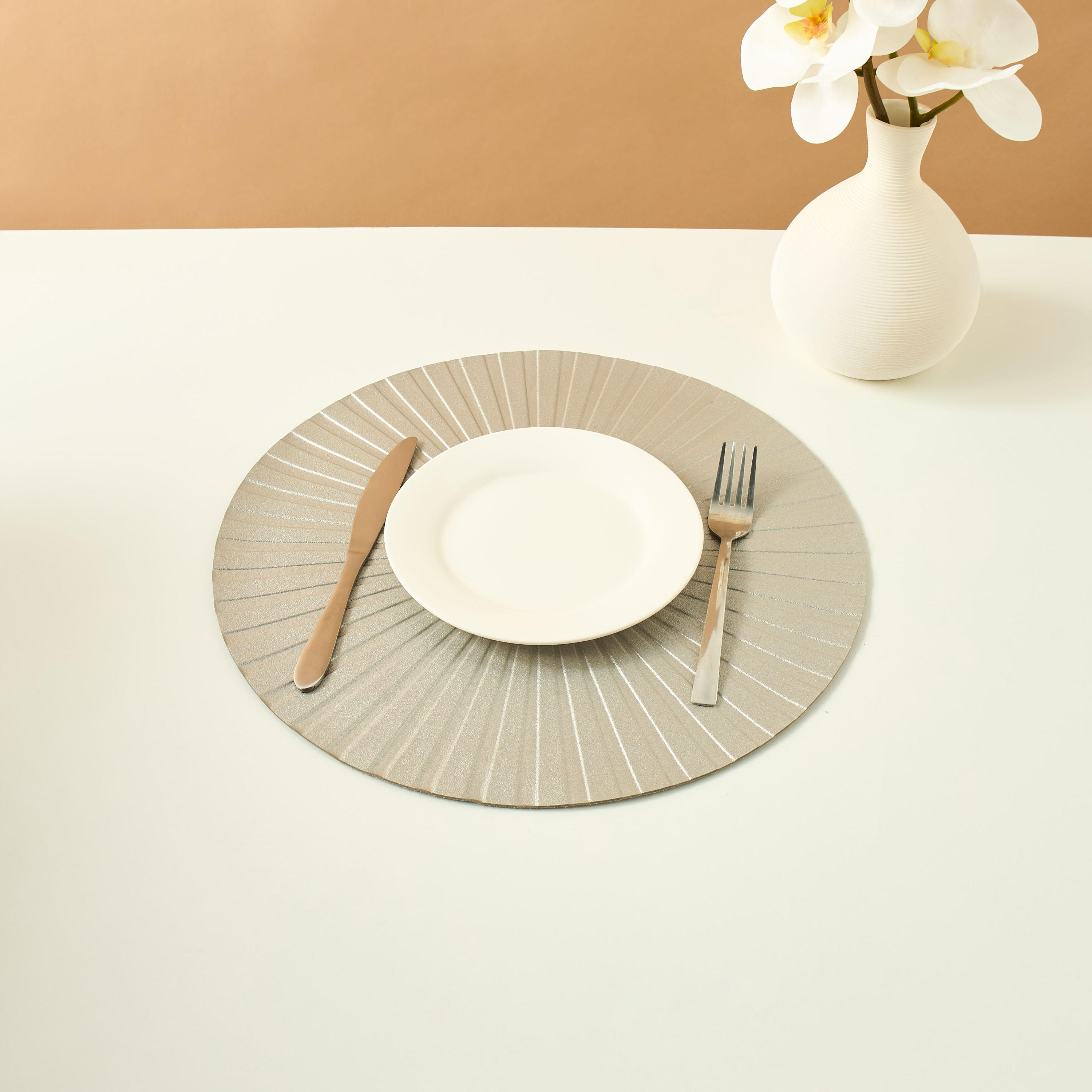 Sun Burst Embossed Faux Leather Placemat - 38 cms-household-dining-tablelinen-placemats-image-1