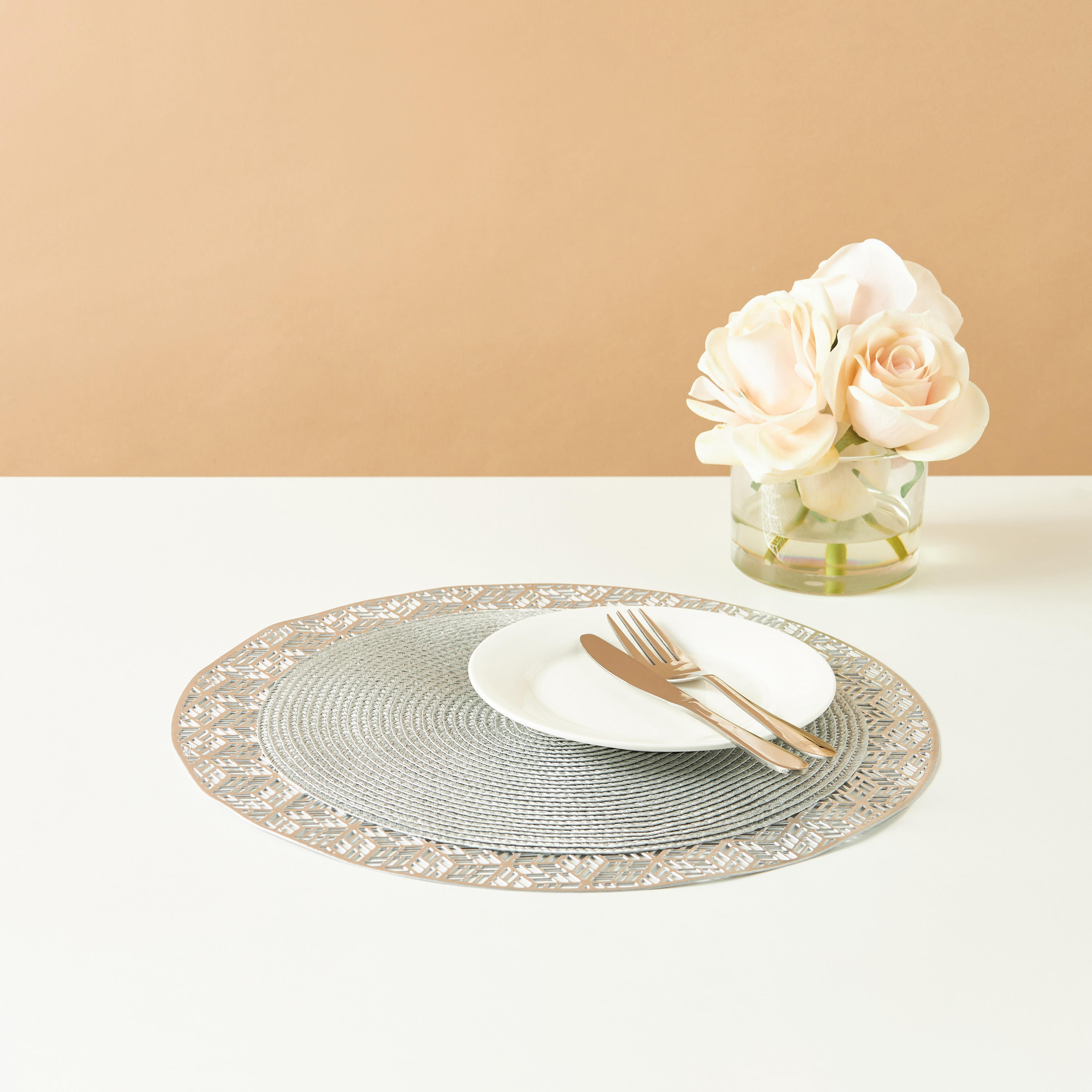Textured Round Placemat - 38 cms-household-dining-tablelinen-placemats-image-1