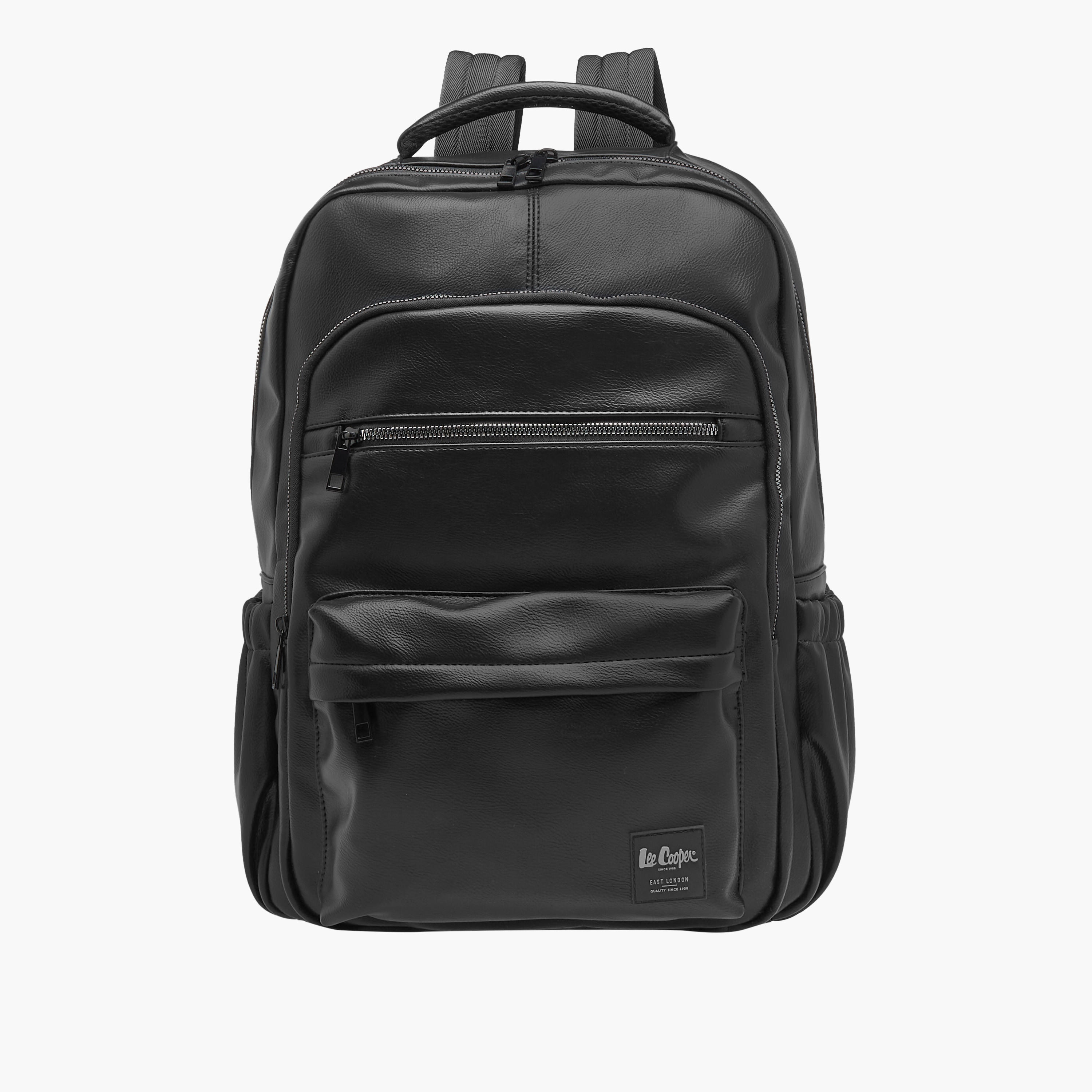 Lee Cooper Solid Backpack with Adjustable Strap and Zip Closure-men-bags-image-1