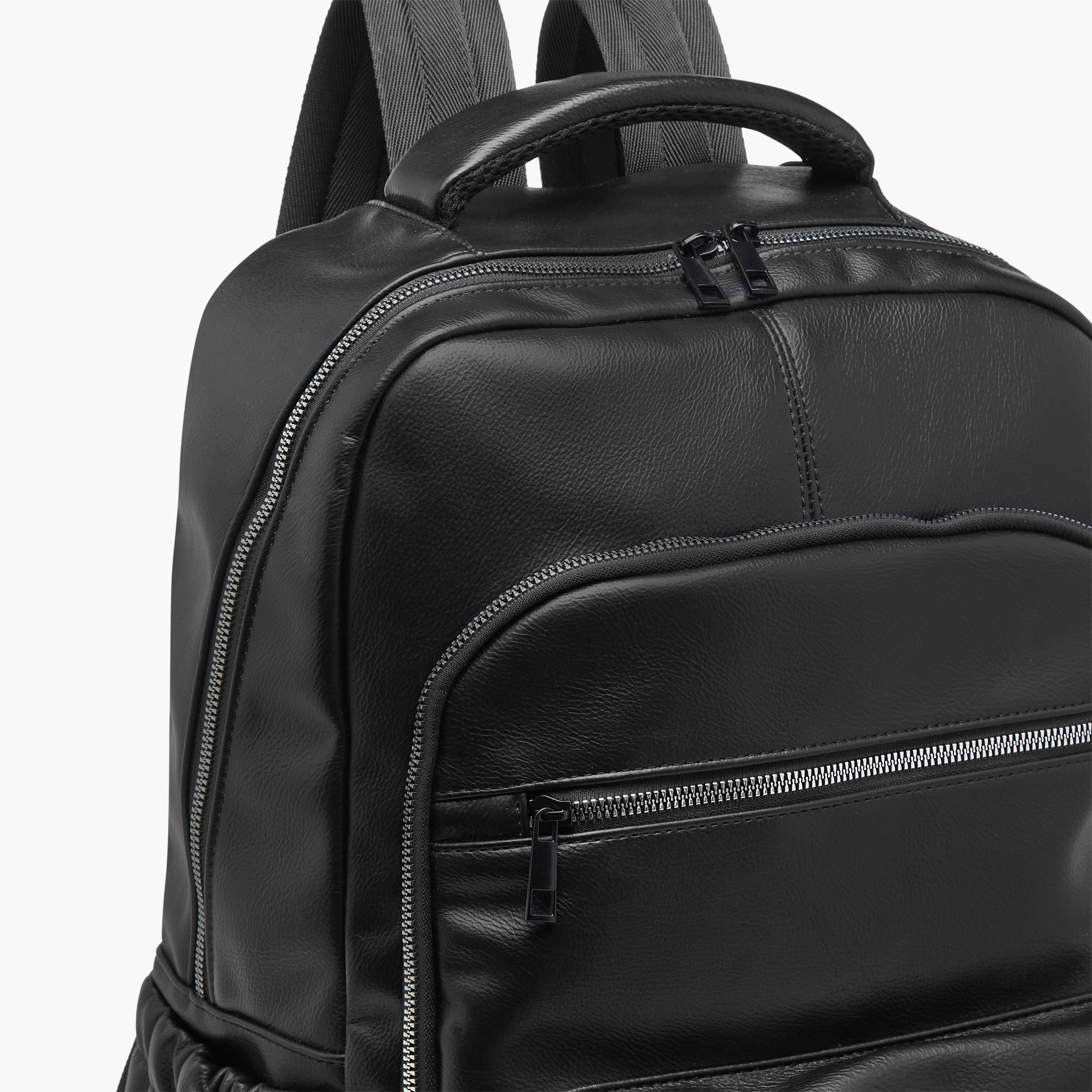 Lee Cooper Solid Backpack with Adjustable Strap and Zip Closure-men-bags-image-4