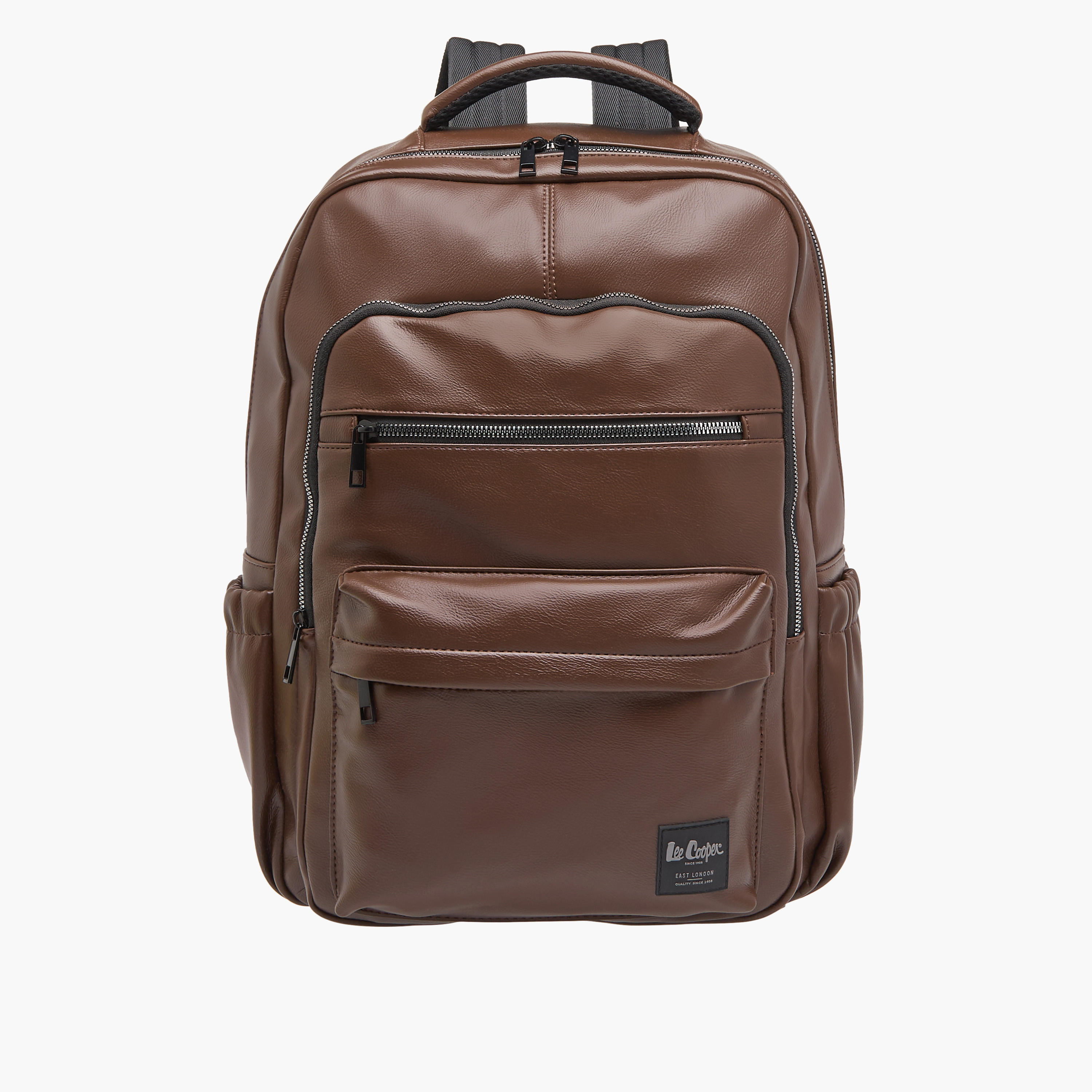 Lee Cooper Solid Backpack with Adjustable Strap and Zip Closure-men-bags-image-1