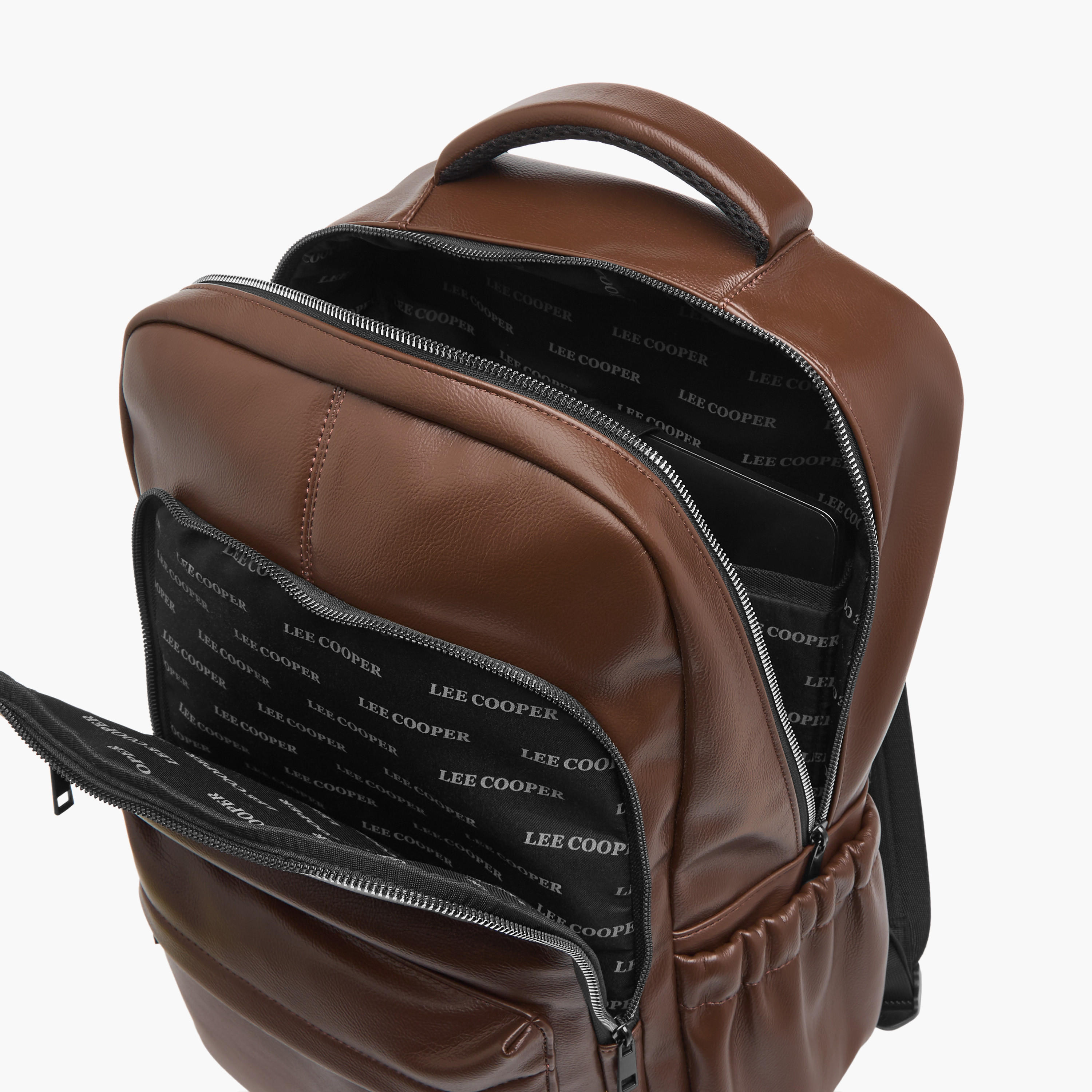 Lee Cooper Solid Backpack with Adjustable Strap and Zip Closure-men-bags-image-6