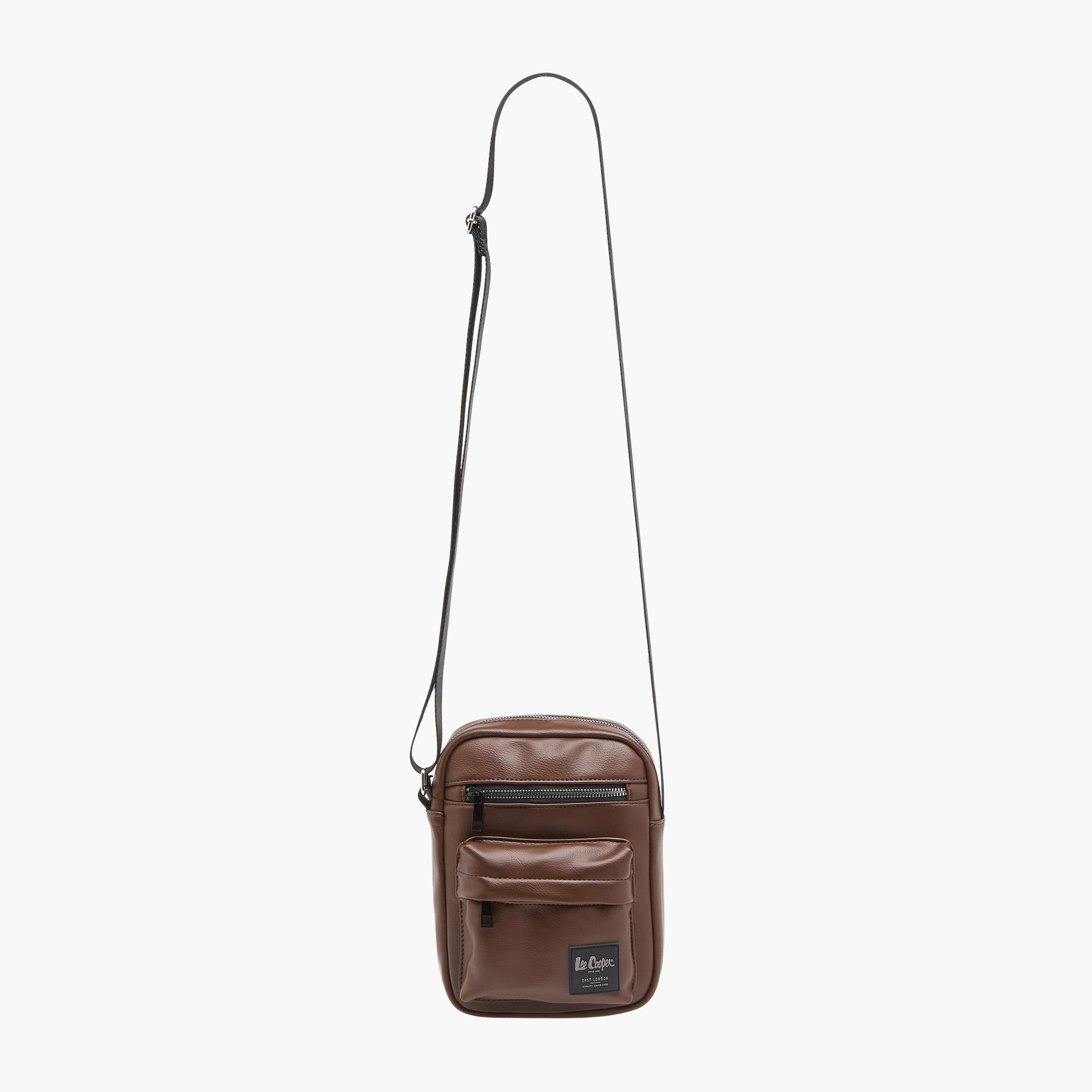 Lee Cooper Textured Crossbody Bag with Adjustable Strap and Zip Closure-men-bags-image-2