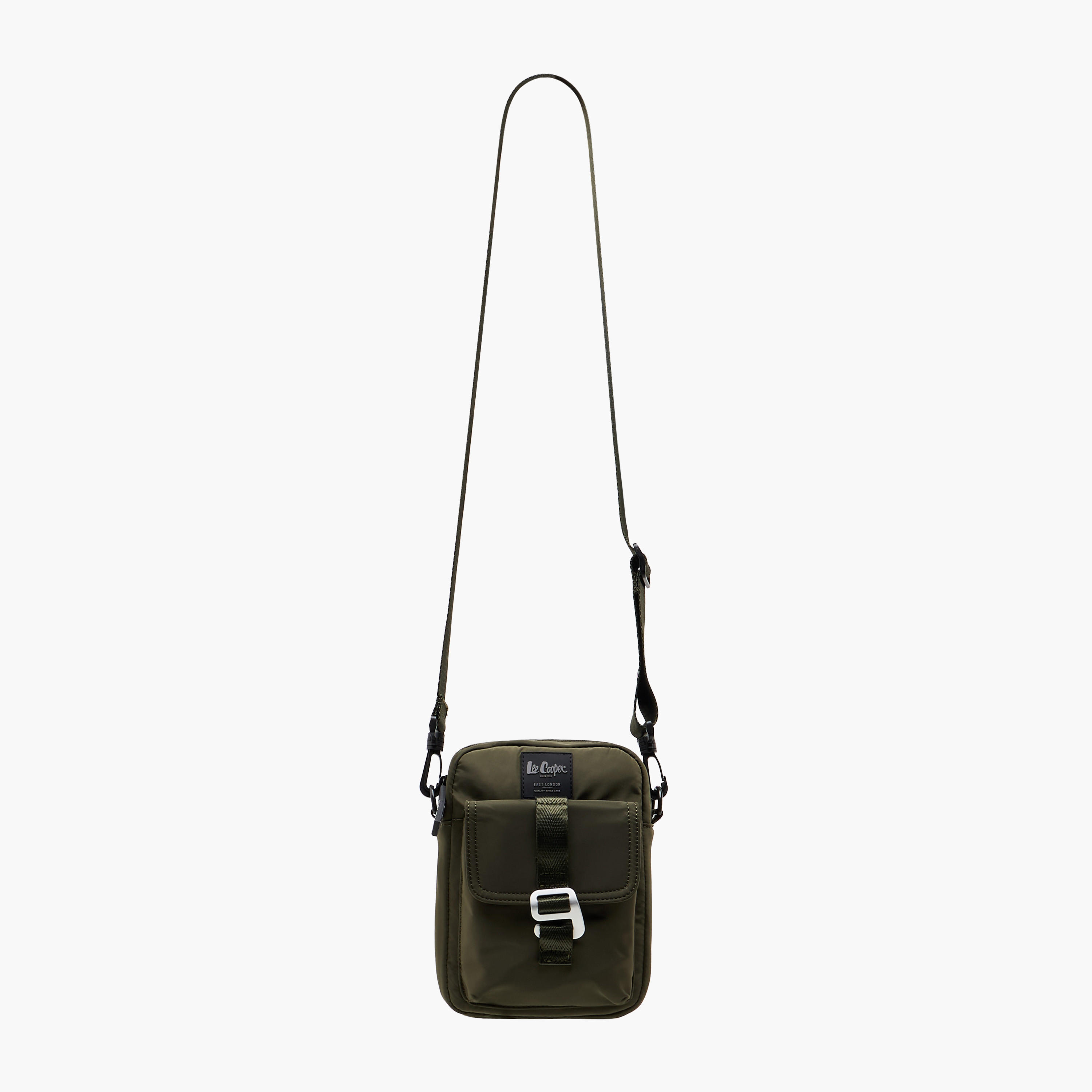 Lee Cooper Solid Crossbody Bag with Zip Closure and Adjustable Strap-men-bags-image-2