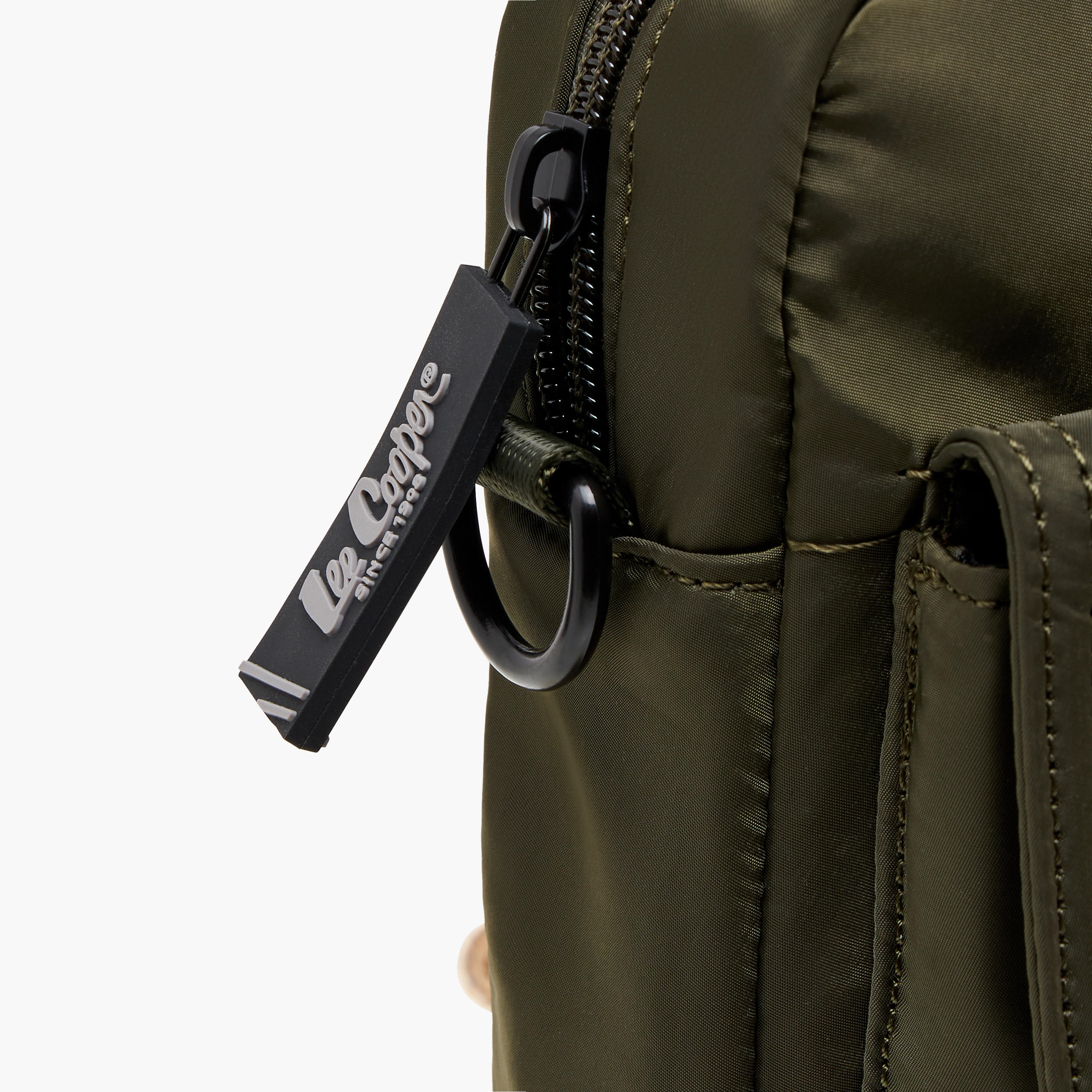 Lee Cooper Solid Crossbody Bag with Zip Closure and Adjustable Strap-men-bags-image-4